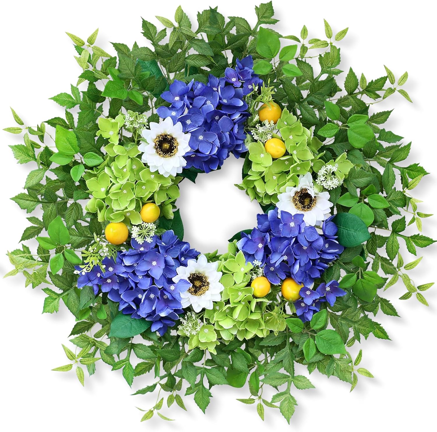 26 Inch Hydrangea Wreath for Front Door Decor