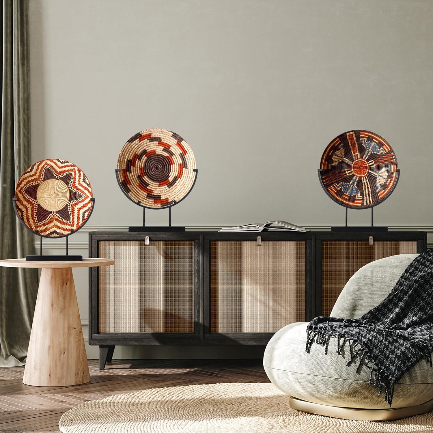 Blulu 4 Pc 12 Inch Round Metal Display Stand Black