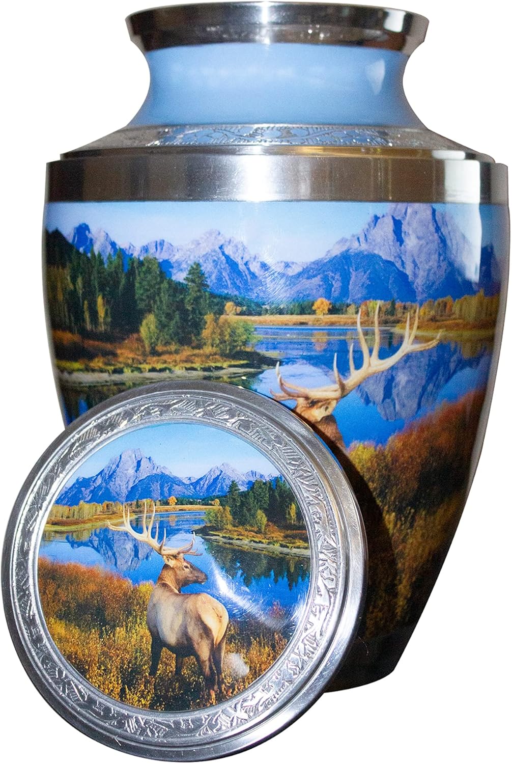 Personalized Large Funeral Urn with Velvet Bag and Keepsake