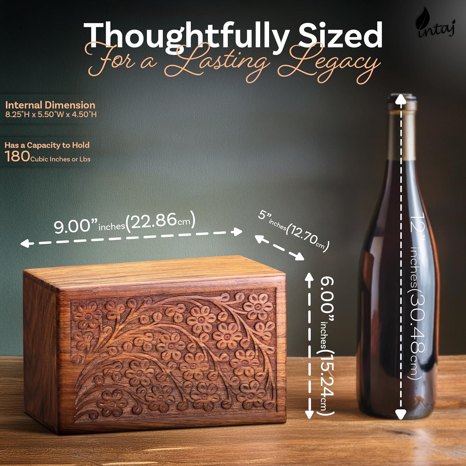 INTAJ Handcarved Rosewood Tree of Life Urn