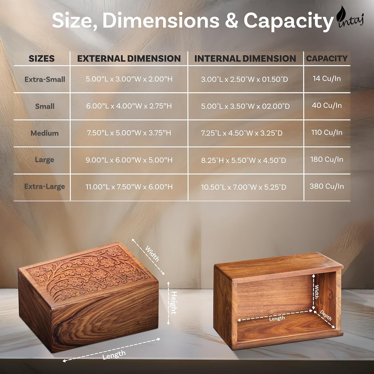 INTAJ Handcarved Rosewood Tree of Life Urn