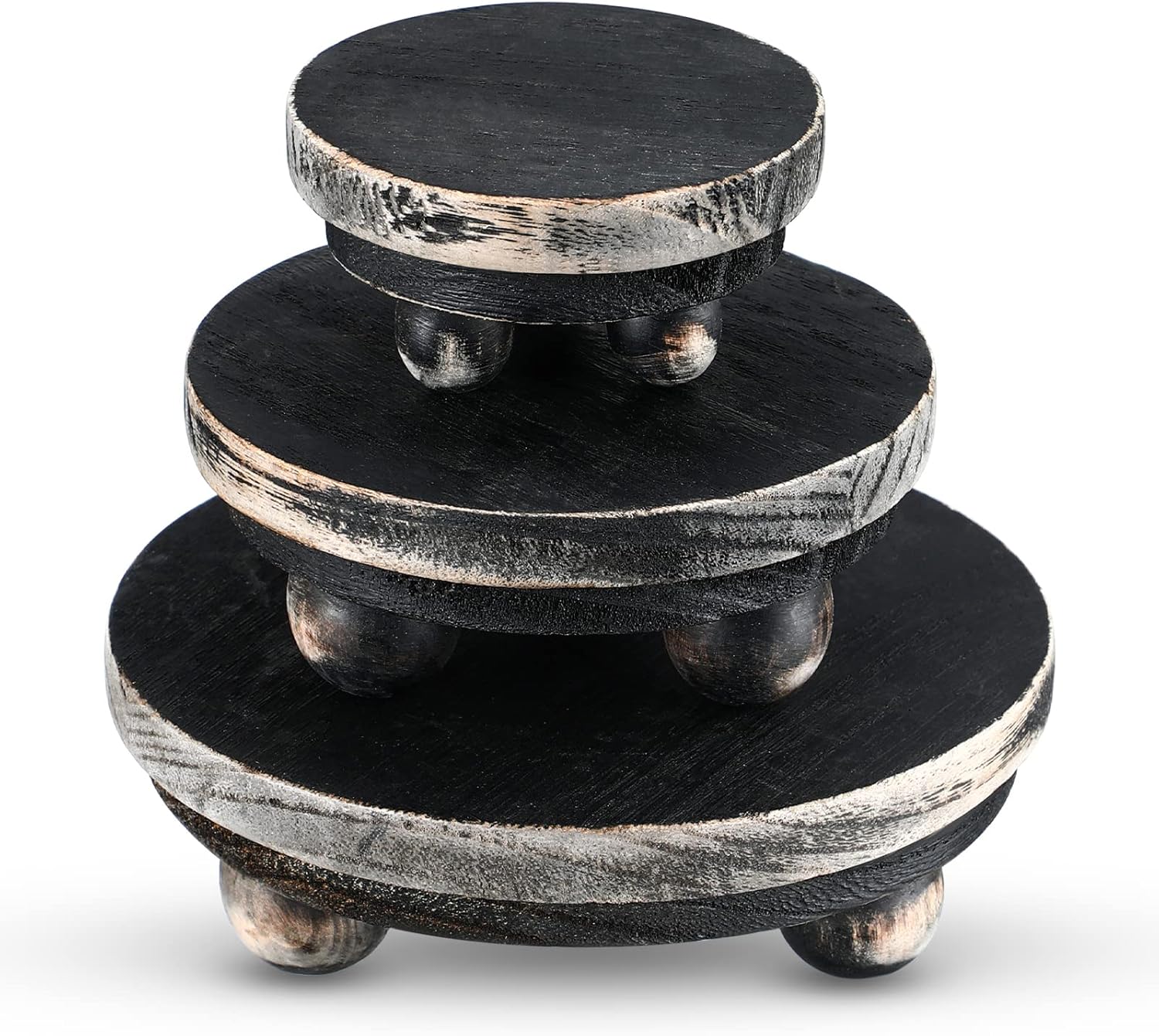 Amyhill 3 Pcs Wooden Risers for Display Decor Black