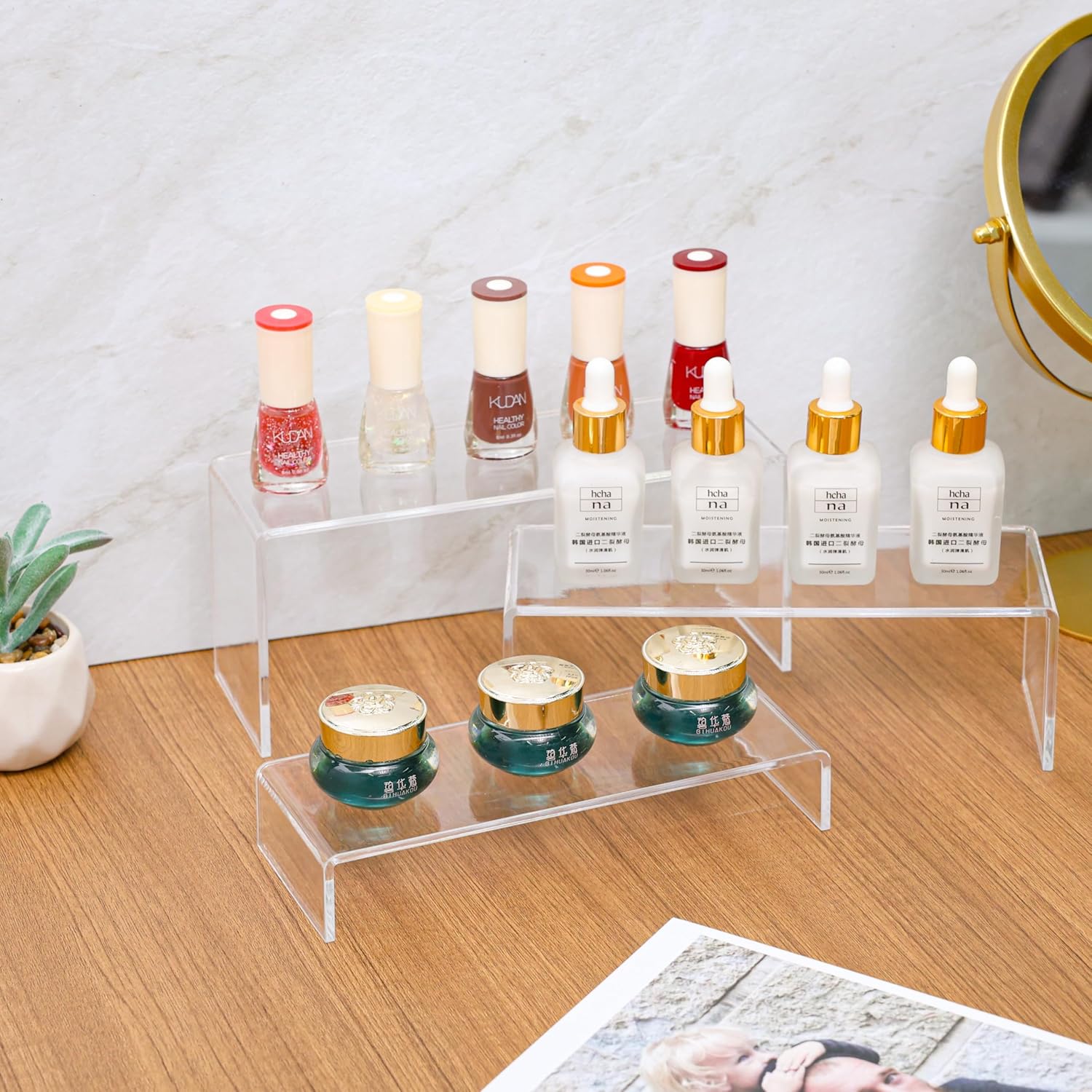 Yieach Clear Acrylic Risers Display Stands 3 Pcs