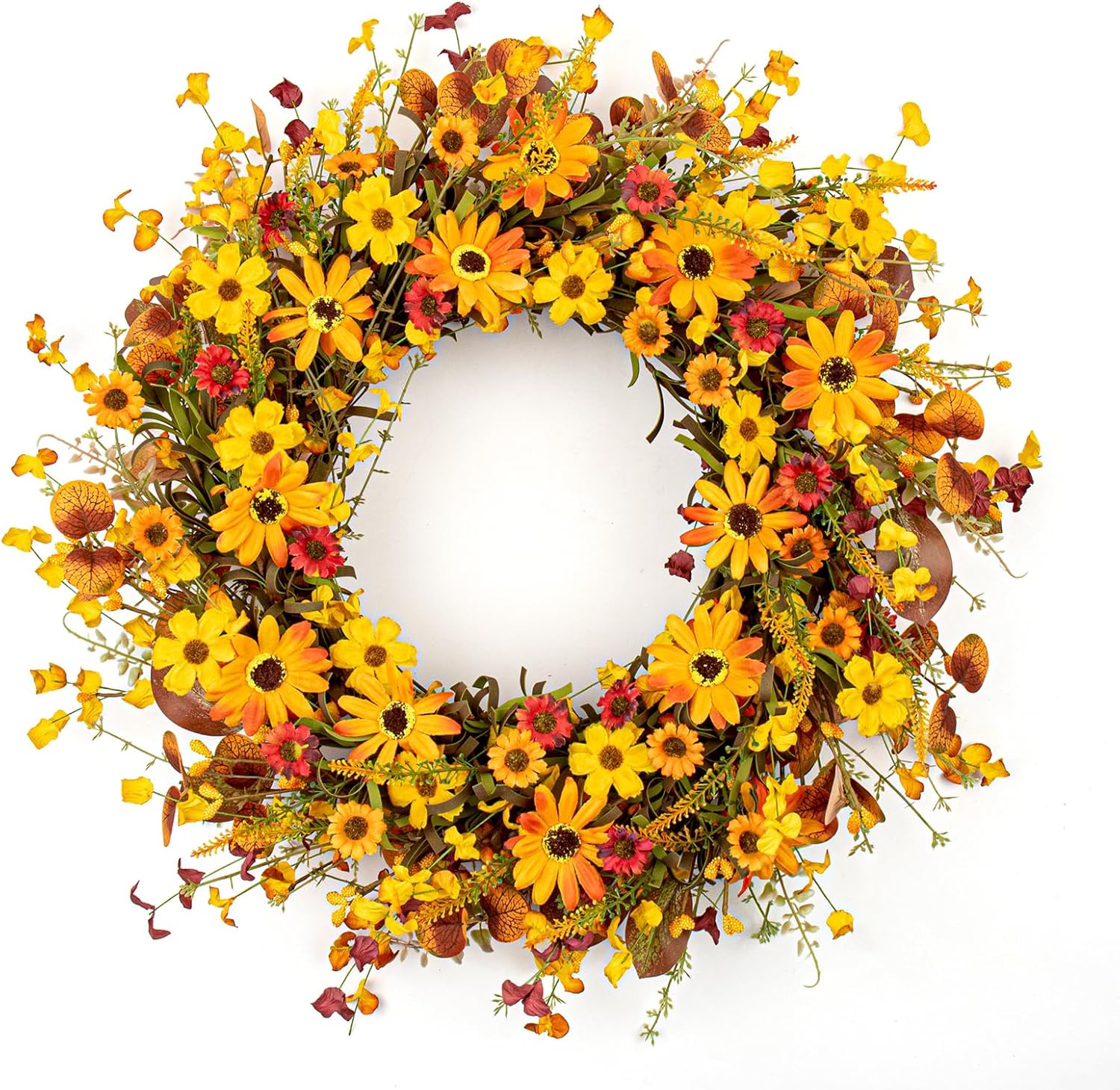 VioletEverGarden 22 Inch Fall Wreath with Berries and Eucalyptus Leaves