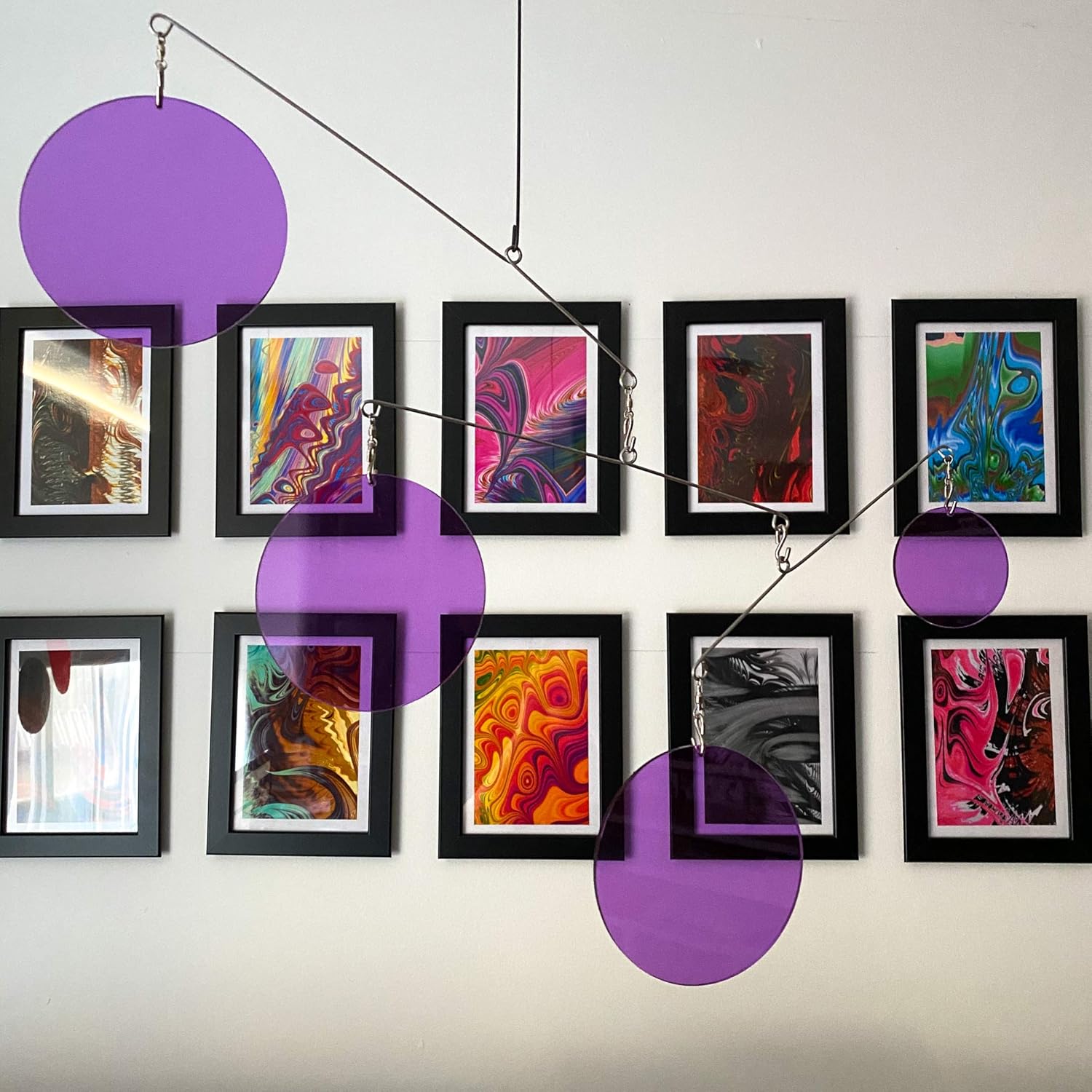 Modern Clear Purple Kinetic Art Mobile