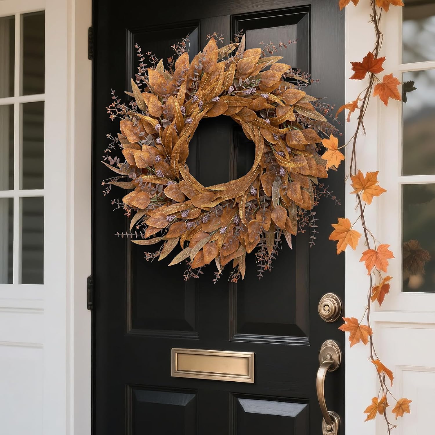 26 Orange Eucalyptus Wreath for Front Door