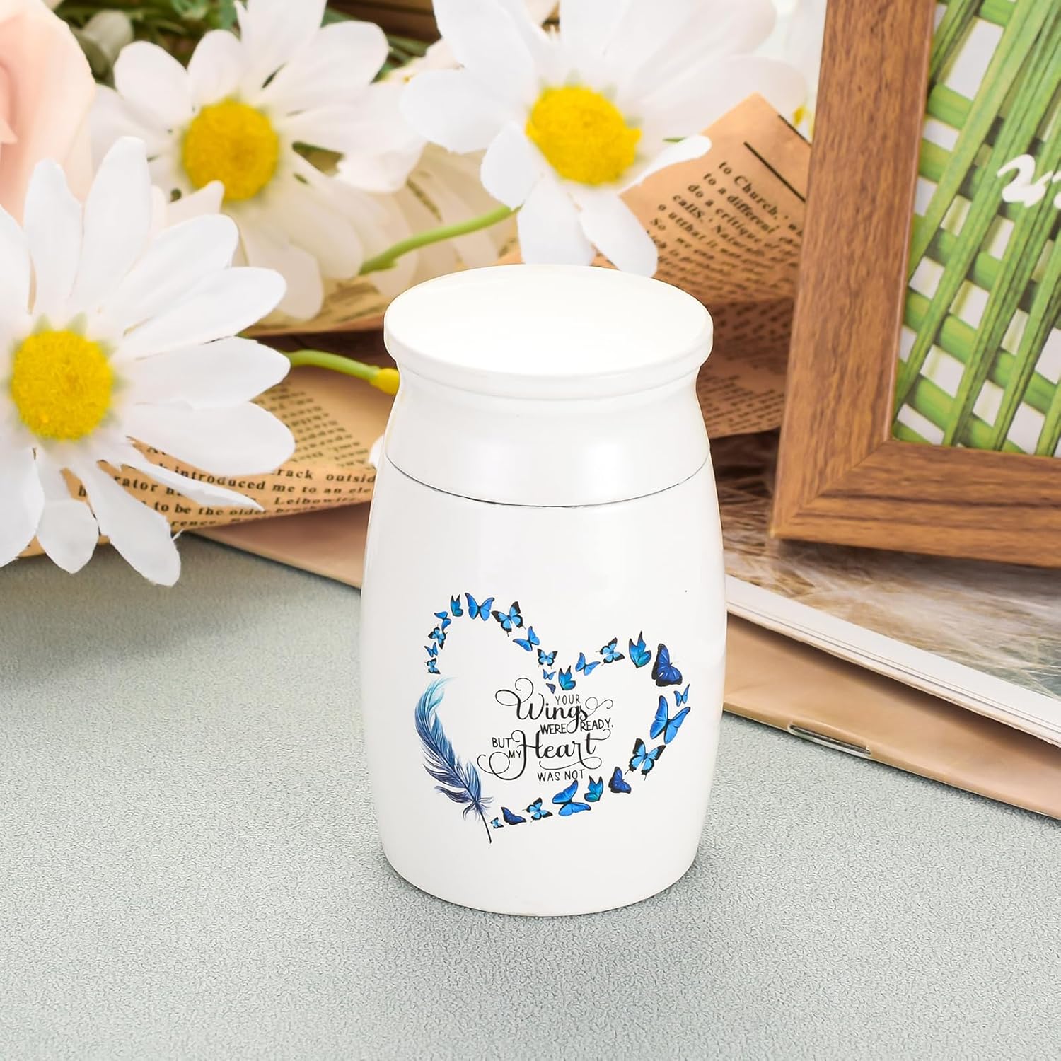 Aluminum Mini Butterfly Ashes Urn - Memorial Keepsake Urn