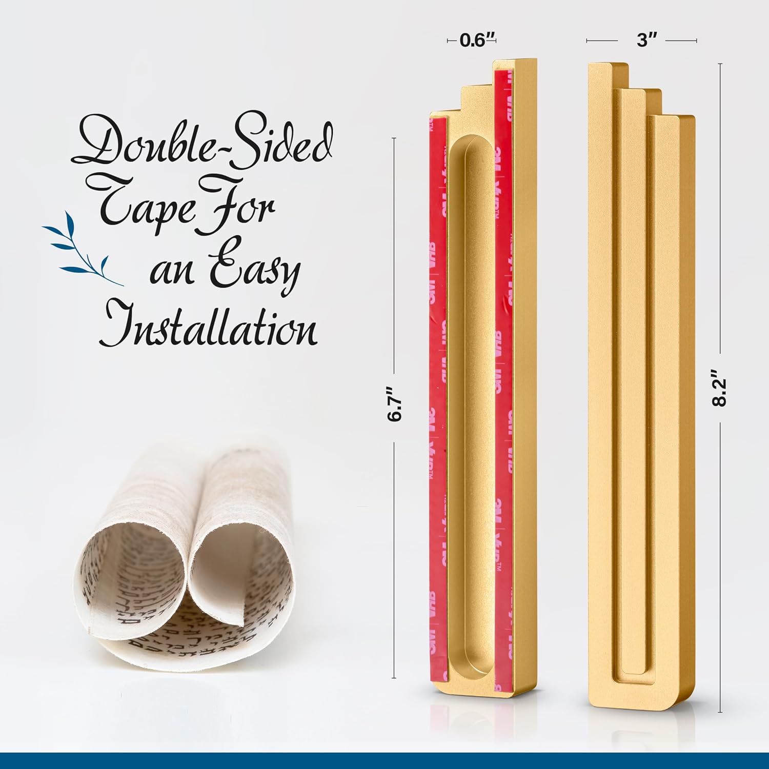 Ga Luxury Judaica Mezuzah Case Gold Aluminum 7 Inch Shin Shape