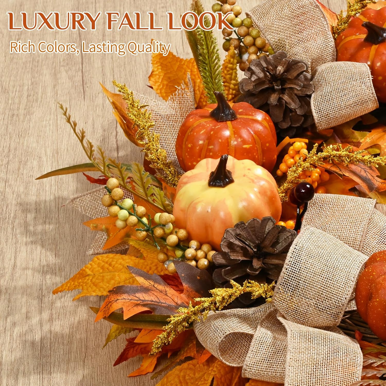 Yastouay 20 Inch Fall Wreath for Front Door