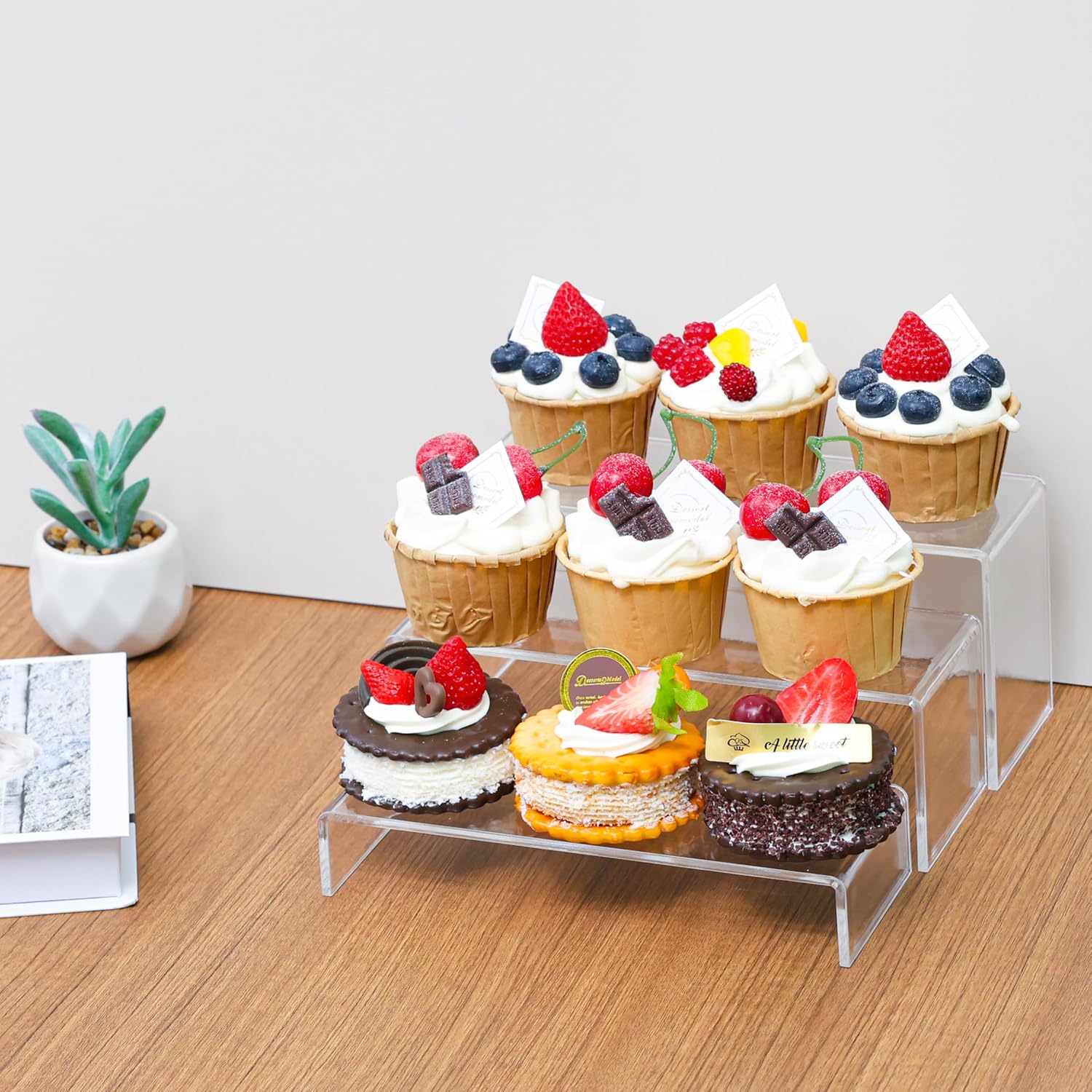 Yieach Clear Acrylic Risers Display Stands 3 Pcs