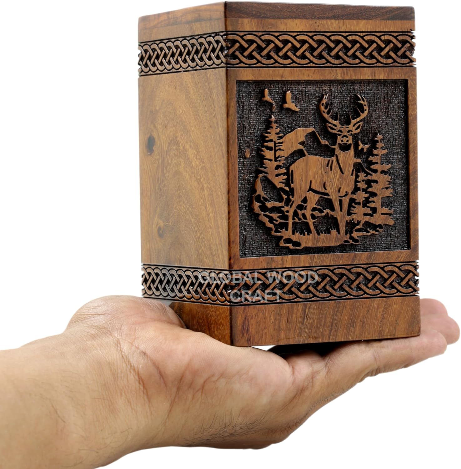 Handmade Rosewood Deer Urn Small 40 Cubic Inches
