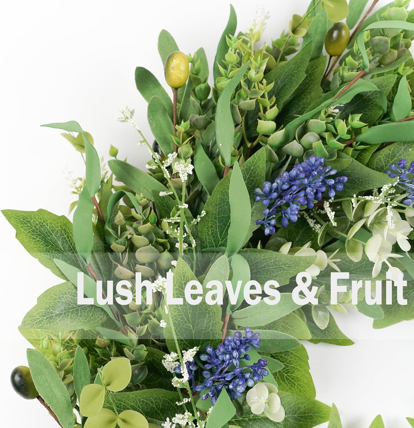 22 Inch Door Wreath with Eucalyptus Olive Leaves