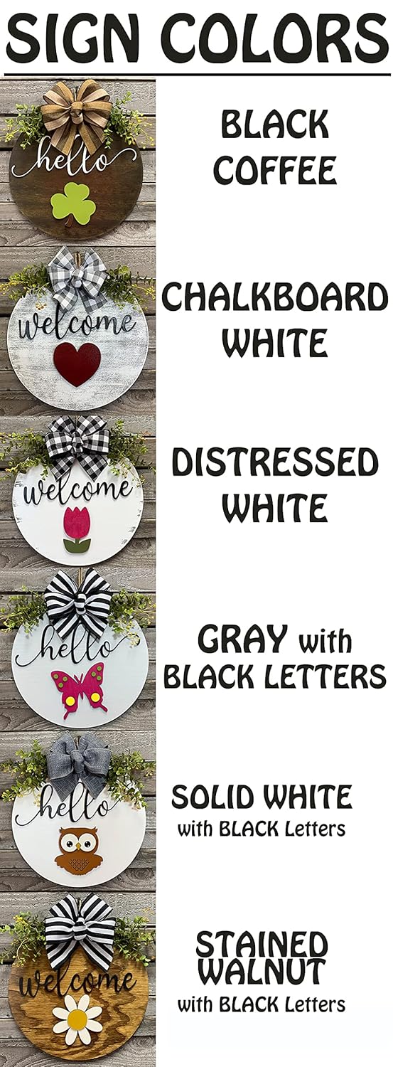 Custom Interchangeable Door Hanger Wreath Welcome Bow Sign 14 Round