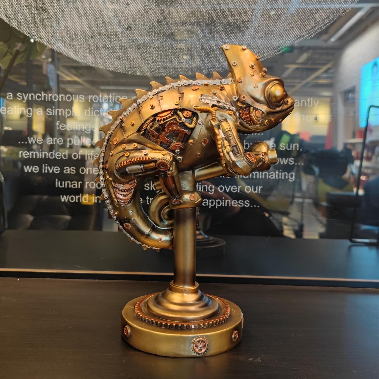 Steampunk Lizard Chameleon Statue Hand Painted Resin Collectible Figurine