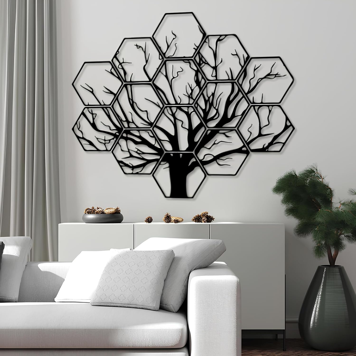 Hexagonal Tree Metal Wall Art XXL