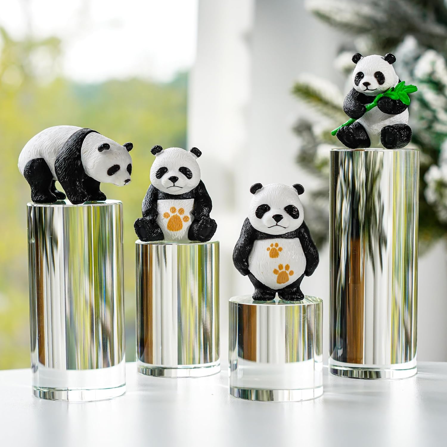 ZEERSHEE 4-Pack Clear Glass Cylinder Display Risers