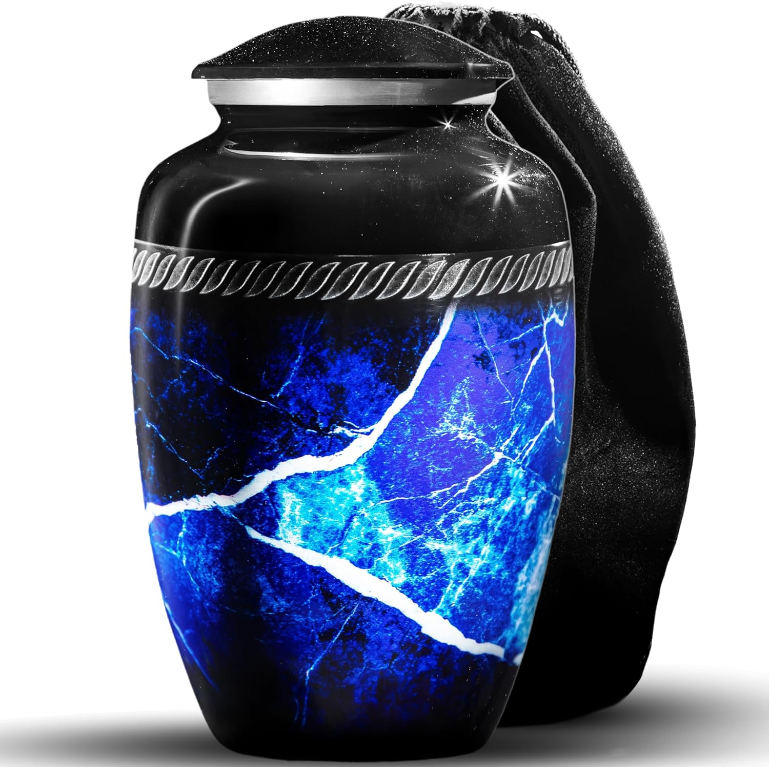 Personalized Marble Urns for Human Ashes - Large Blue