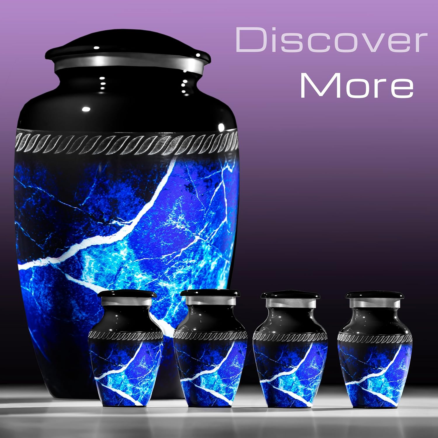 Personalized Marble Urns for Human Ashes - Large Blue