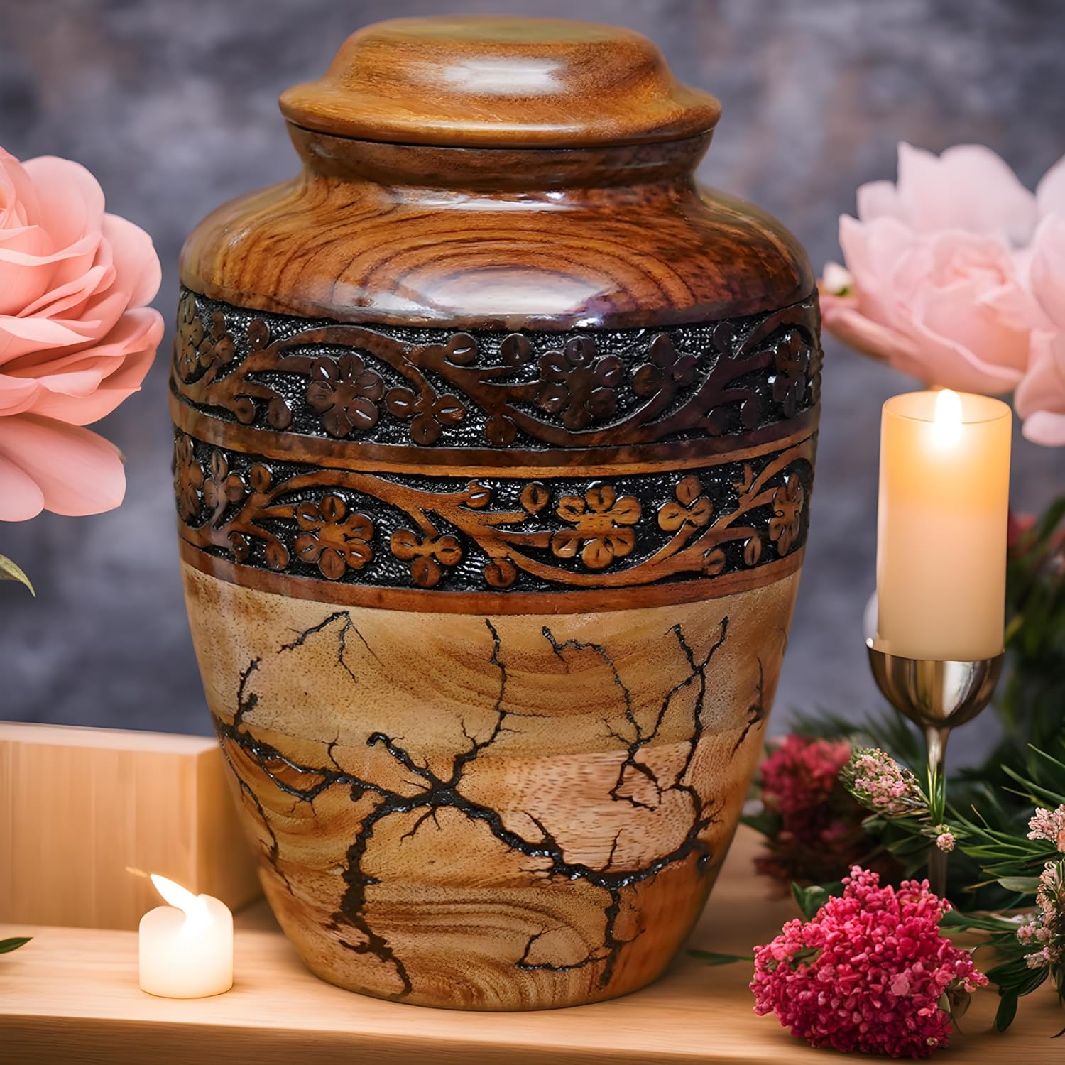 Generic Best Urn for Human Ashes Large Wooden Urn