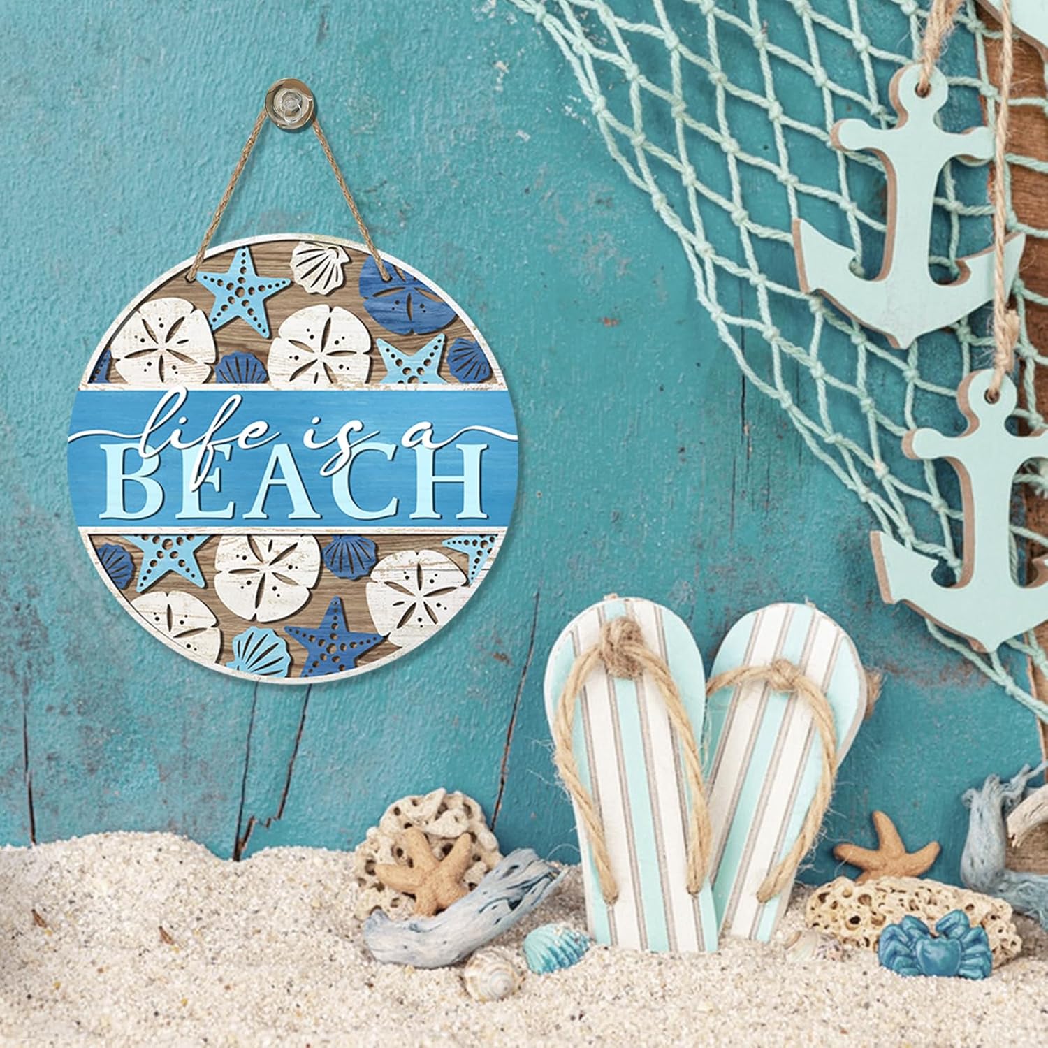 Summer Life is a Beach Blue Front Door Sign