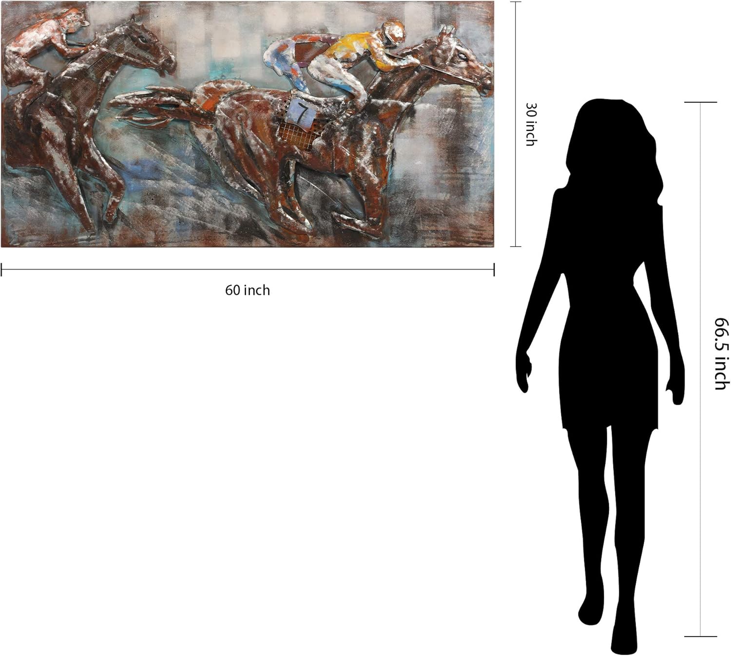 Race Day Primo Mixed Media Hand Painted Wall Sculpture