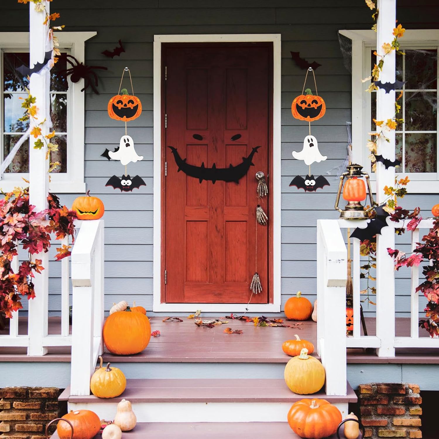 2Pack Halloween Door Sign Decorations Wooden Hanging Trio Set