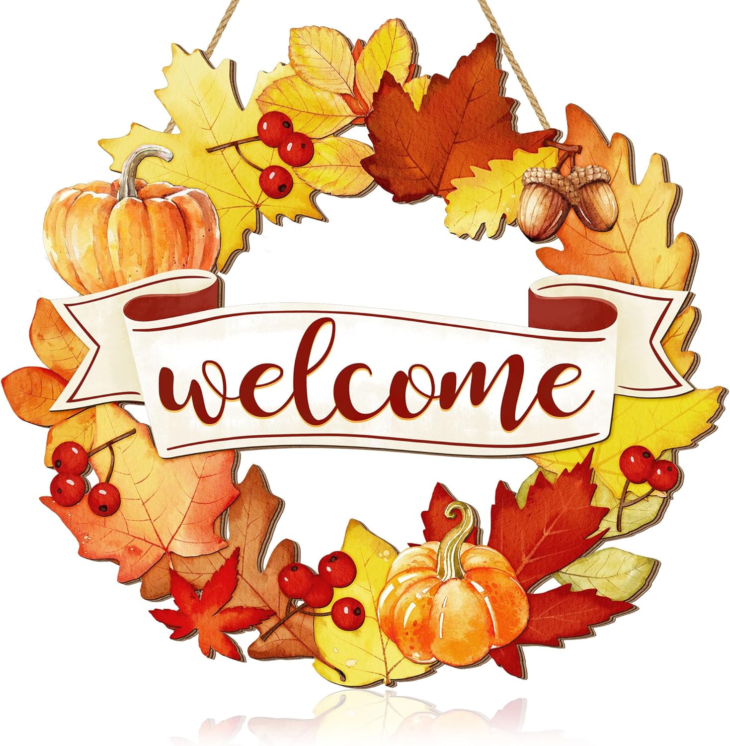 Fall Wood Wreath Front Door Sign Decor
