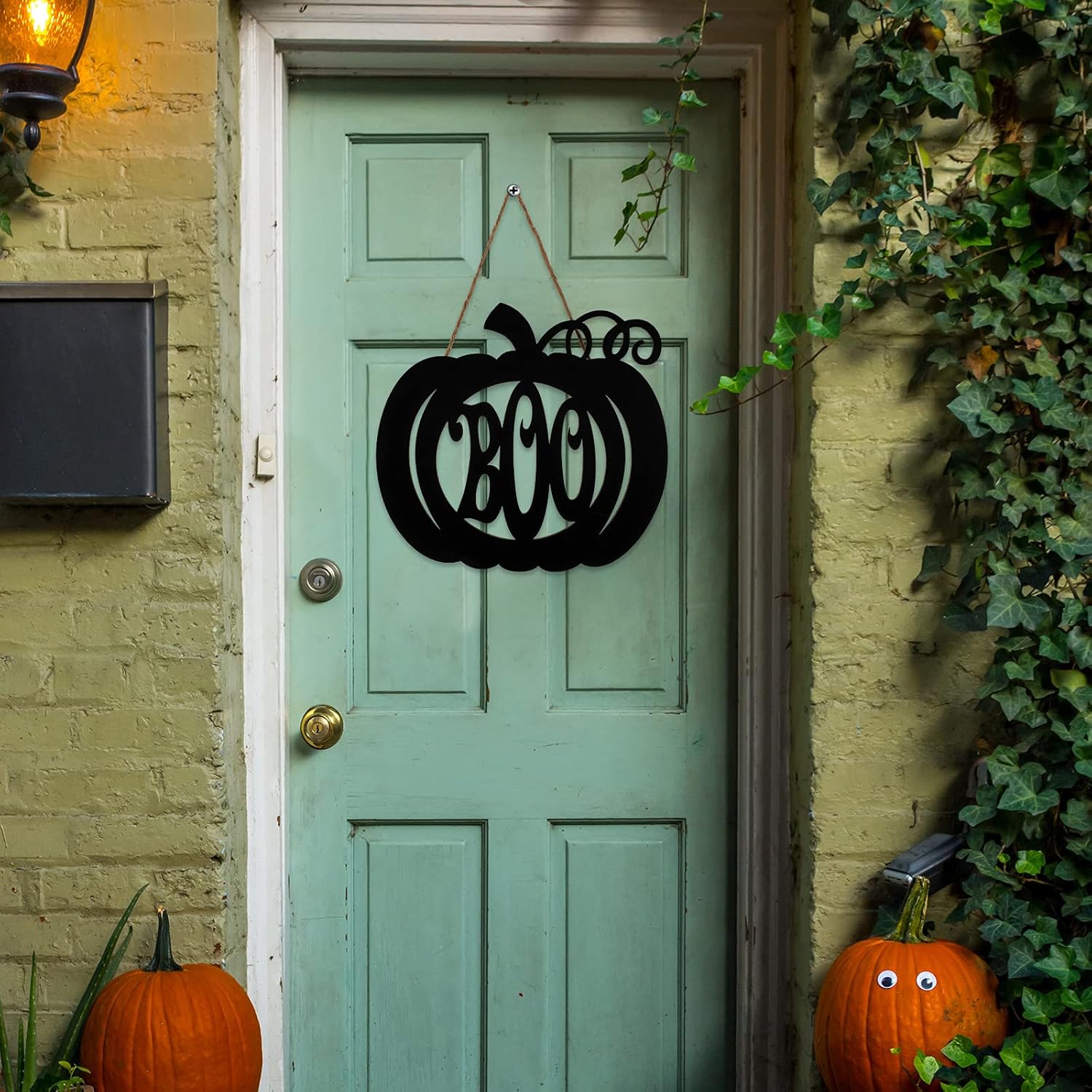 Jetec Halloween Door Hanger Black Boo Wood Sign