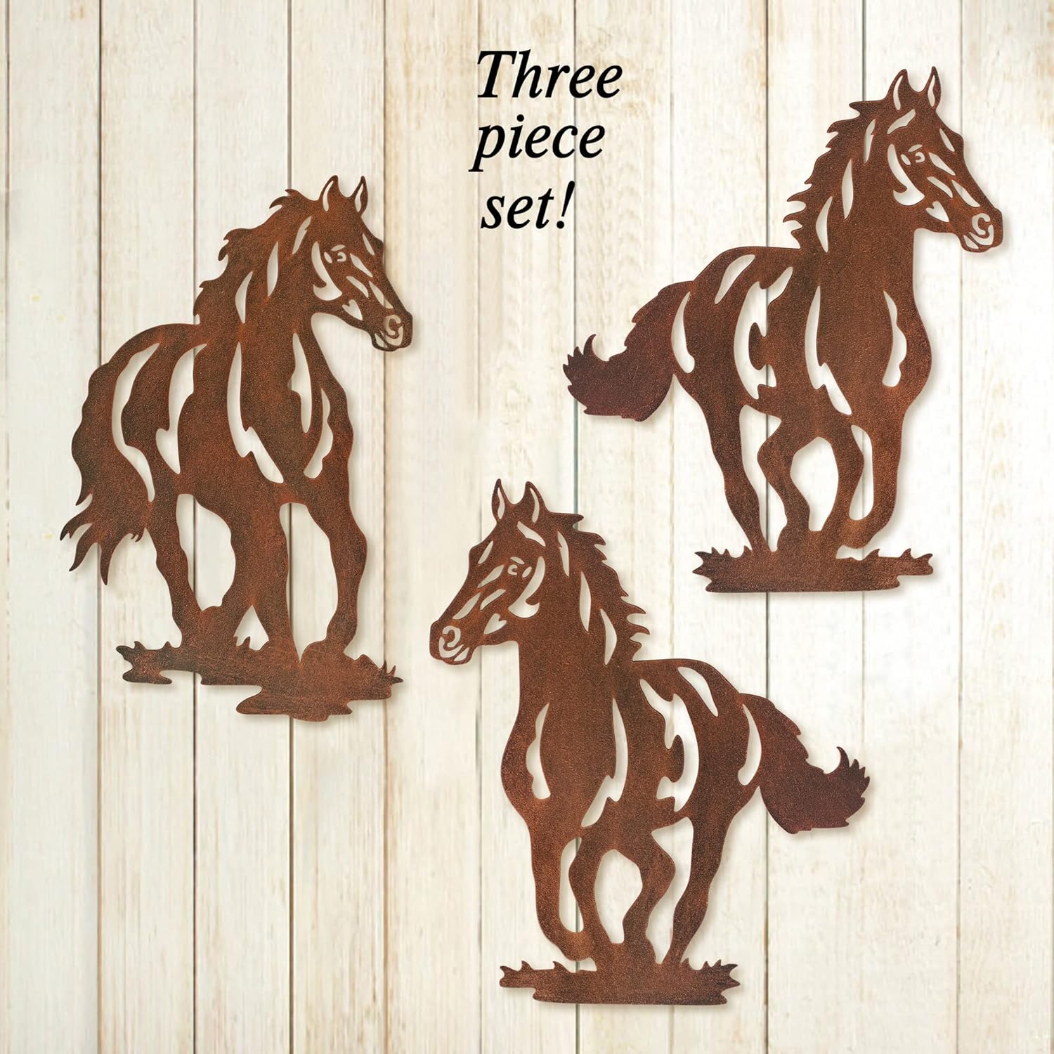 Limygus Metal Horse Wall Art Decor Set of 3