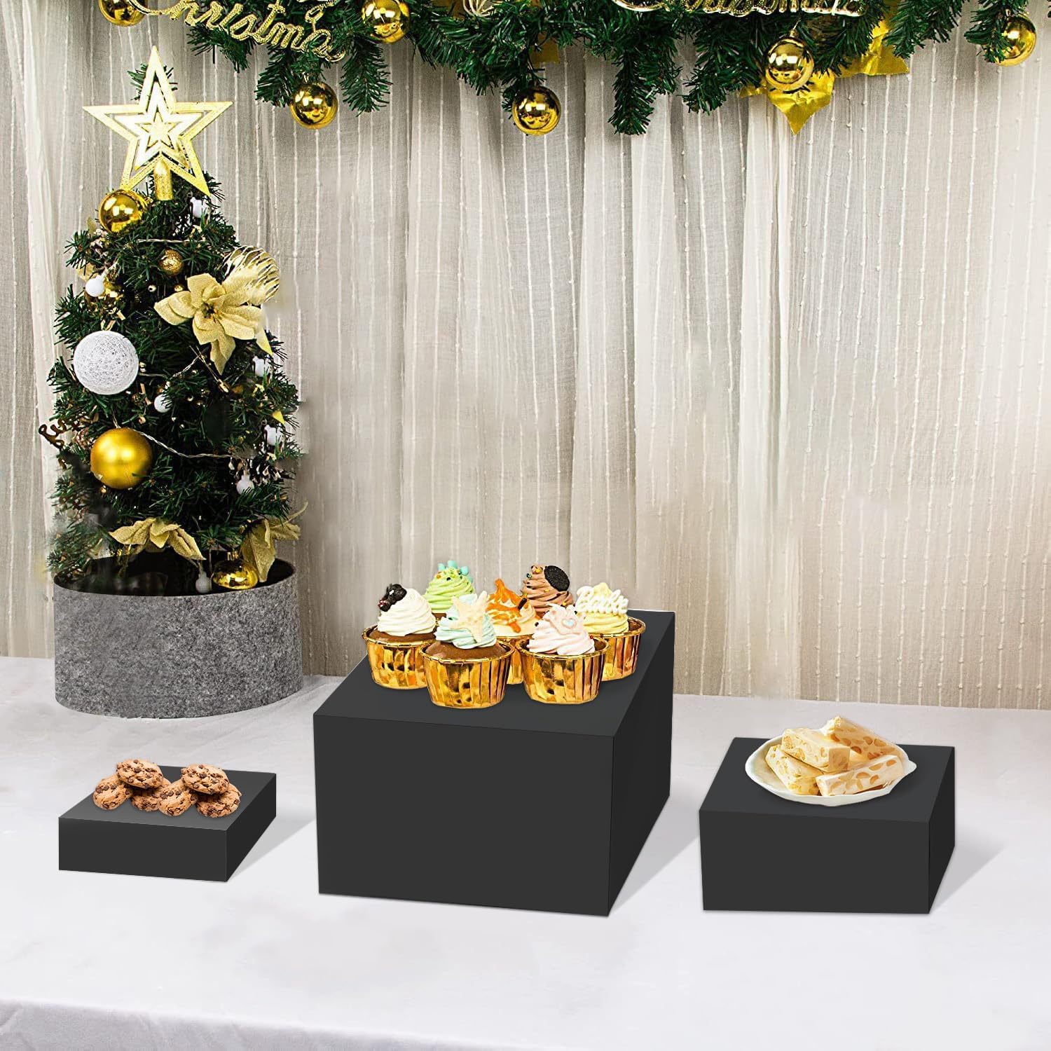 Gowing Buffet Risers 3PCS Black Acrylic Food Display