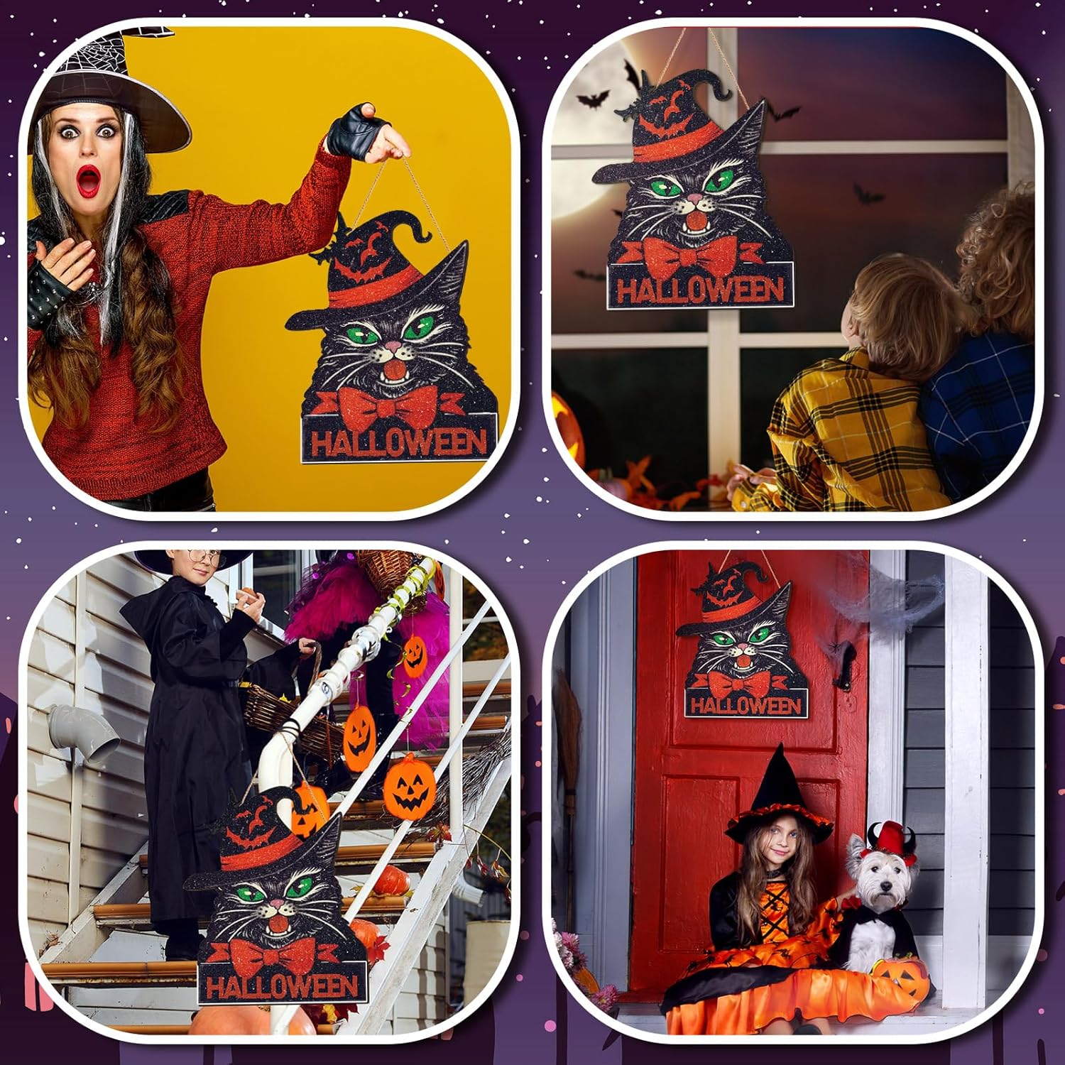 Boao Halloween Front Door Sign Wall Wreath