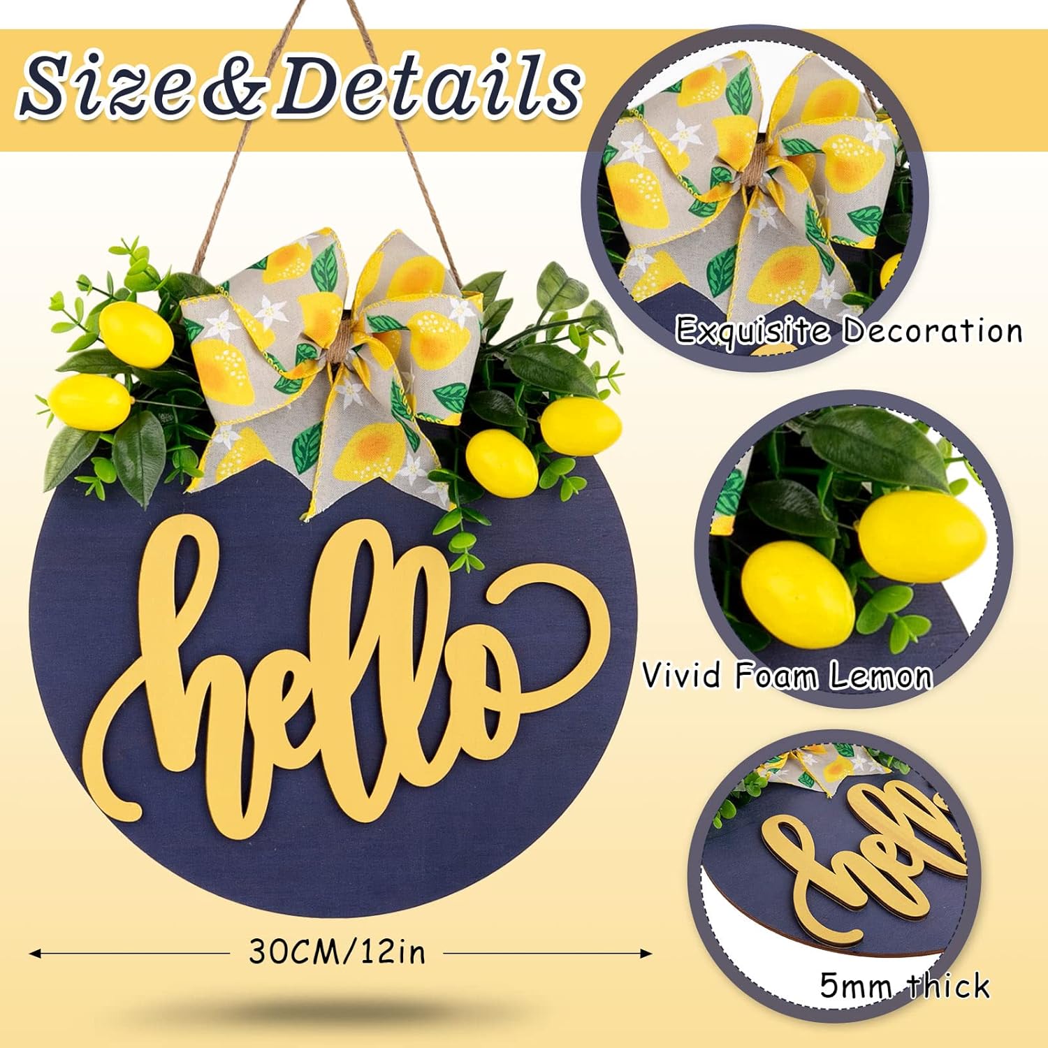 Whaline 3D Hello Summer Wooden Welcome Sign with Bowknot