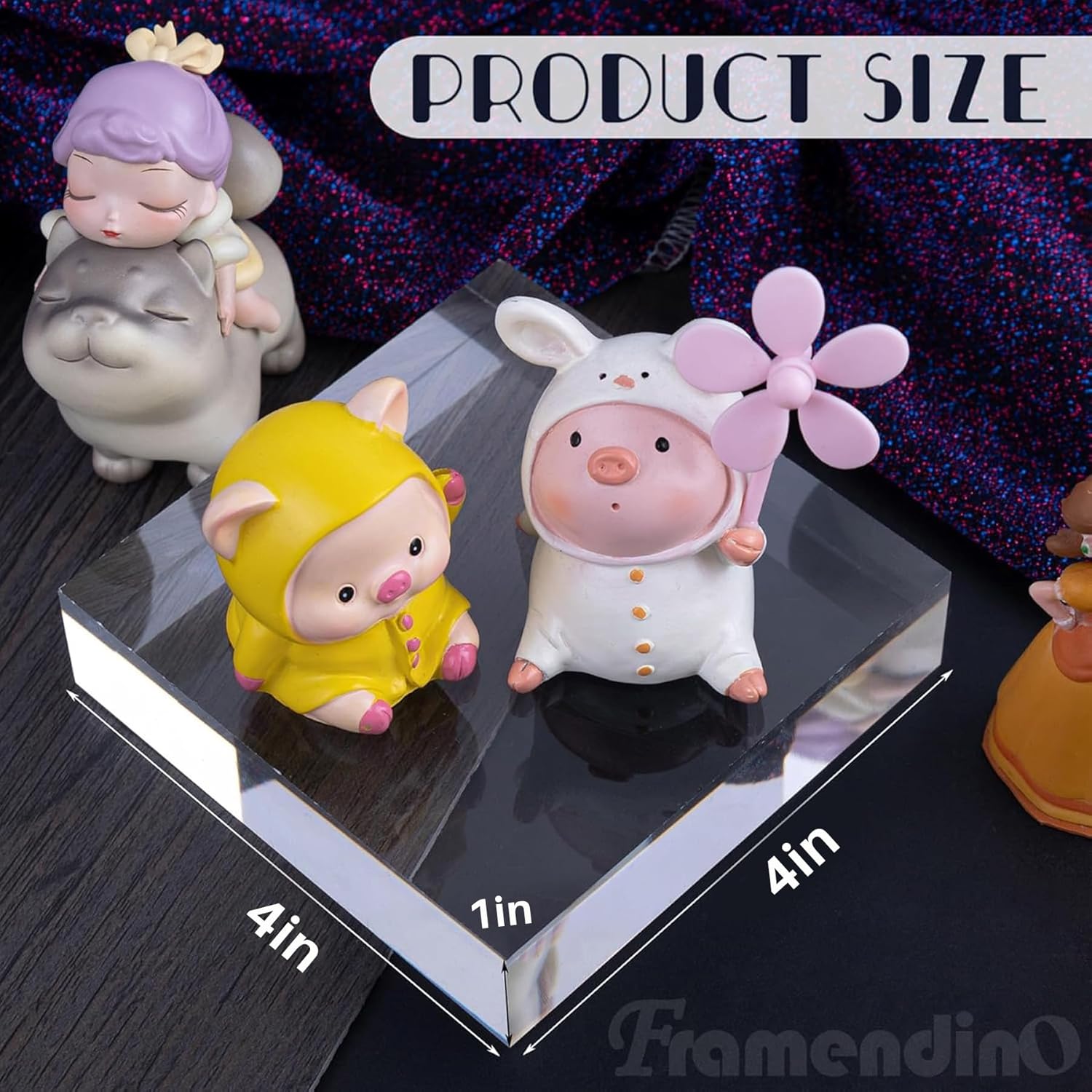 Framendino 2 Pack Acrylic Square Display Blocks