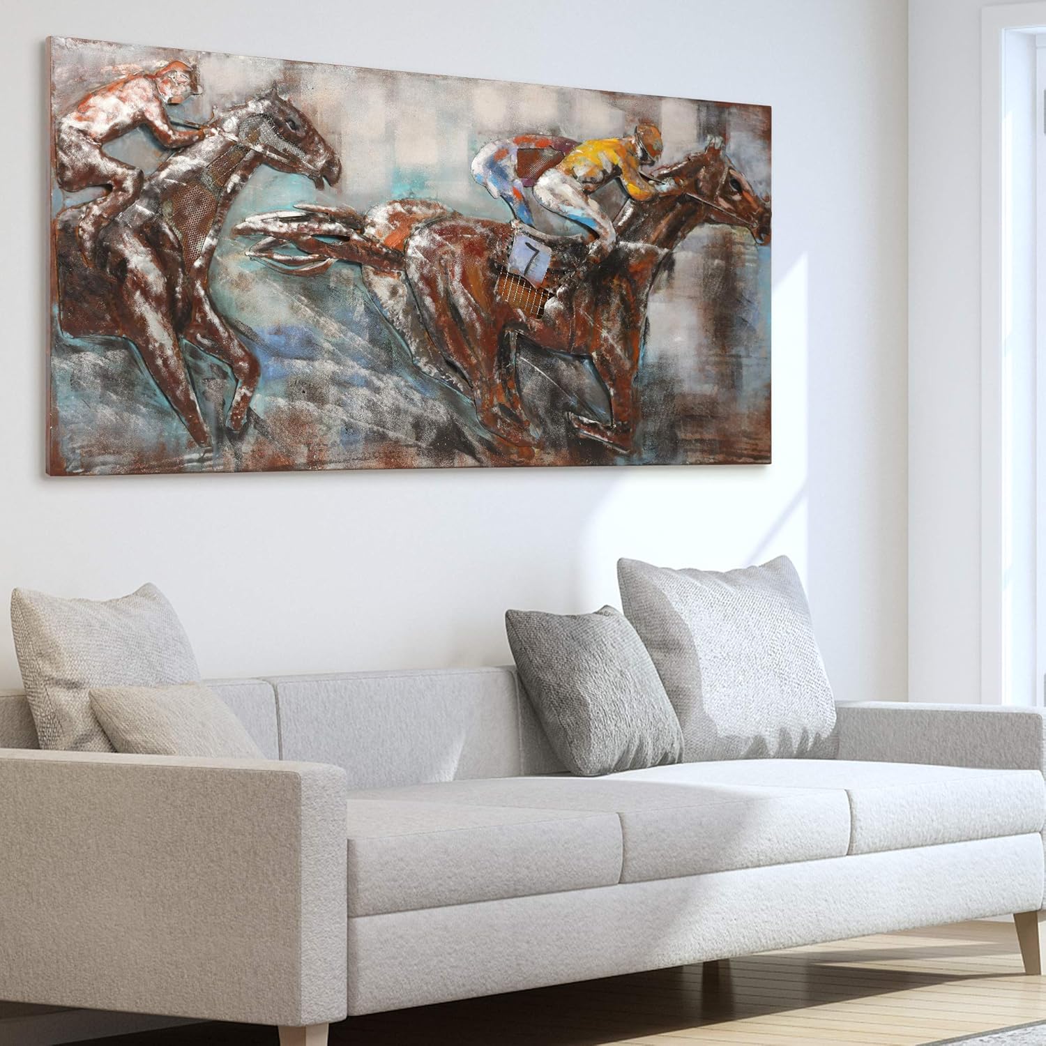 Race Day Primo Mixed Media Hand Painted Wall Sculpture