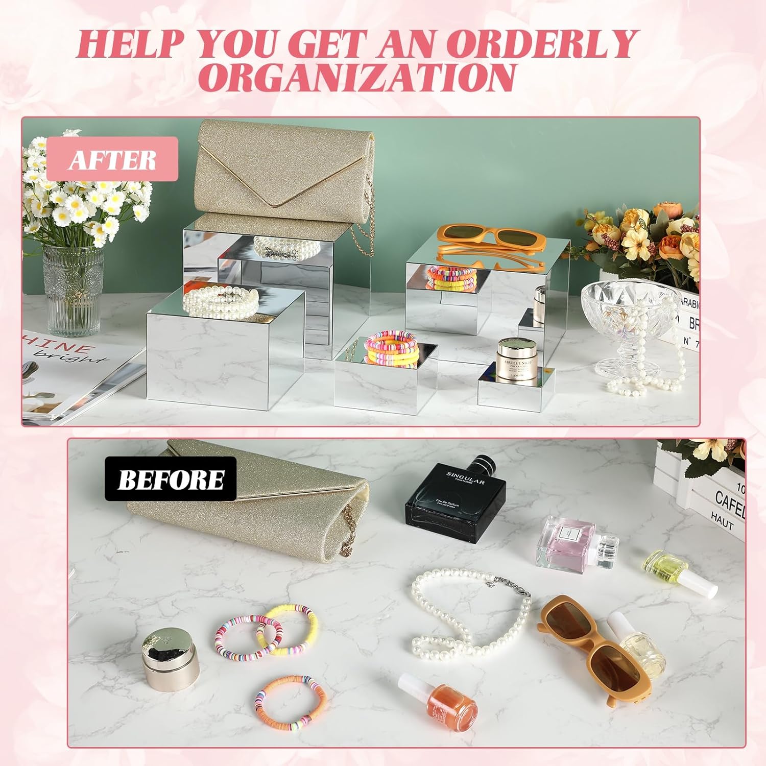 Geelin 6 Pack Silver Acrylic Display Risers