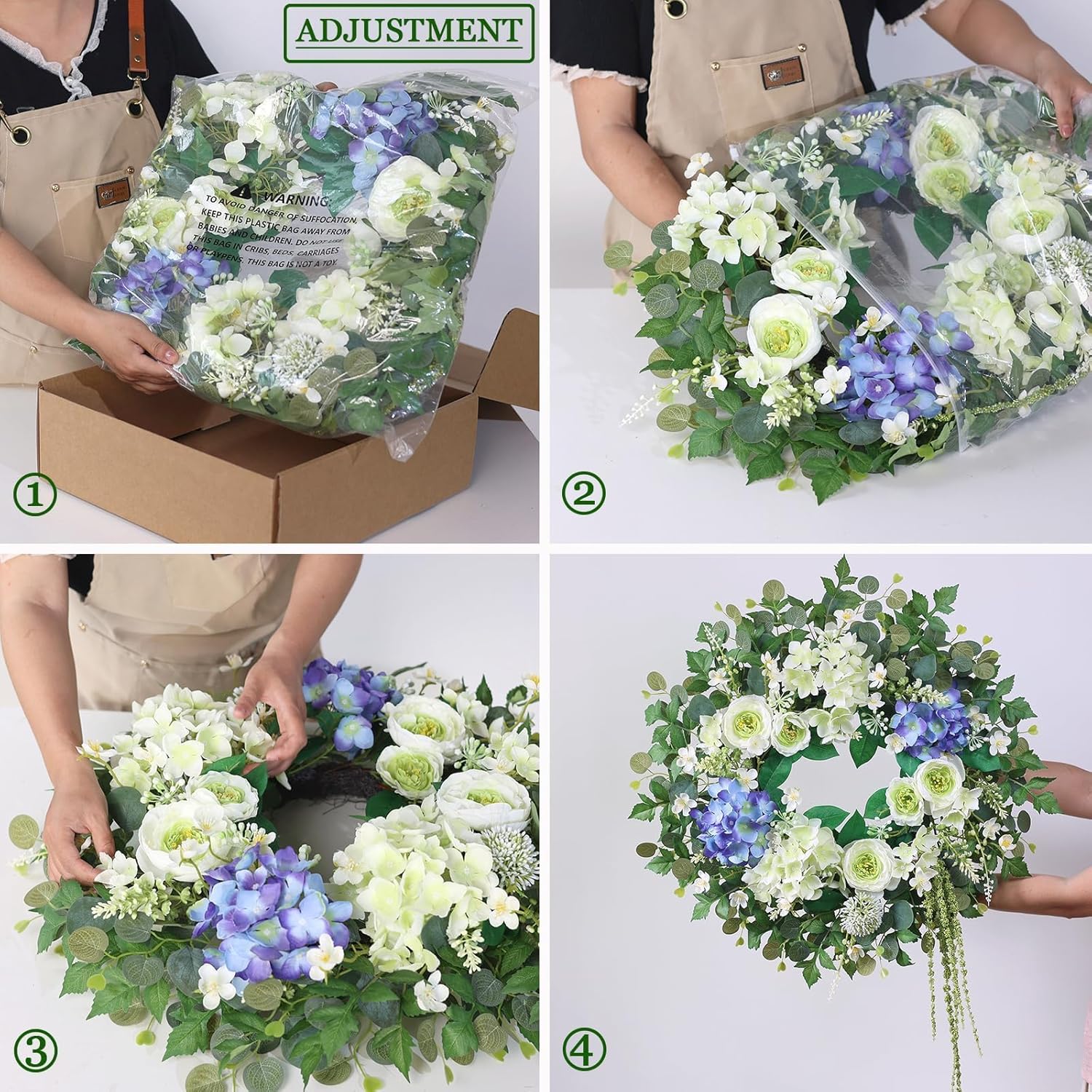 26 Inch Hydrangea Eucalyptus Wreath for Front Door