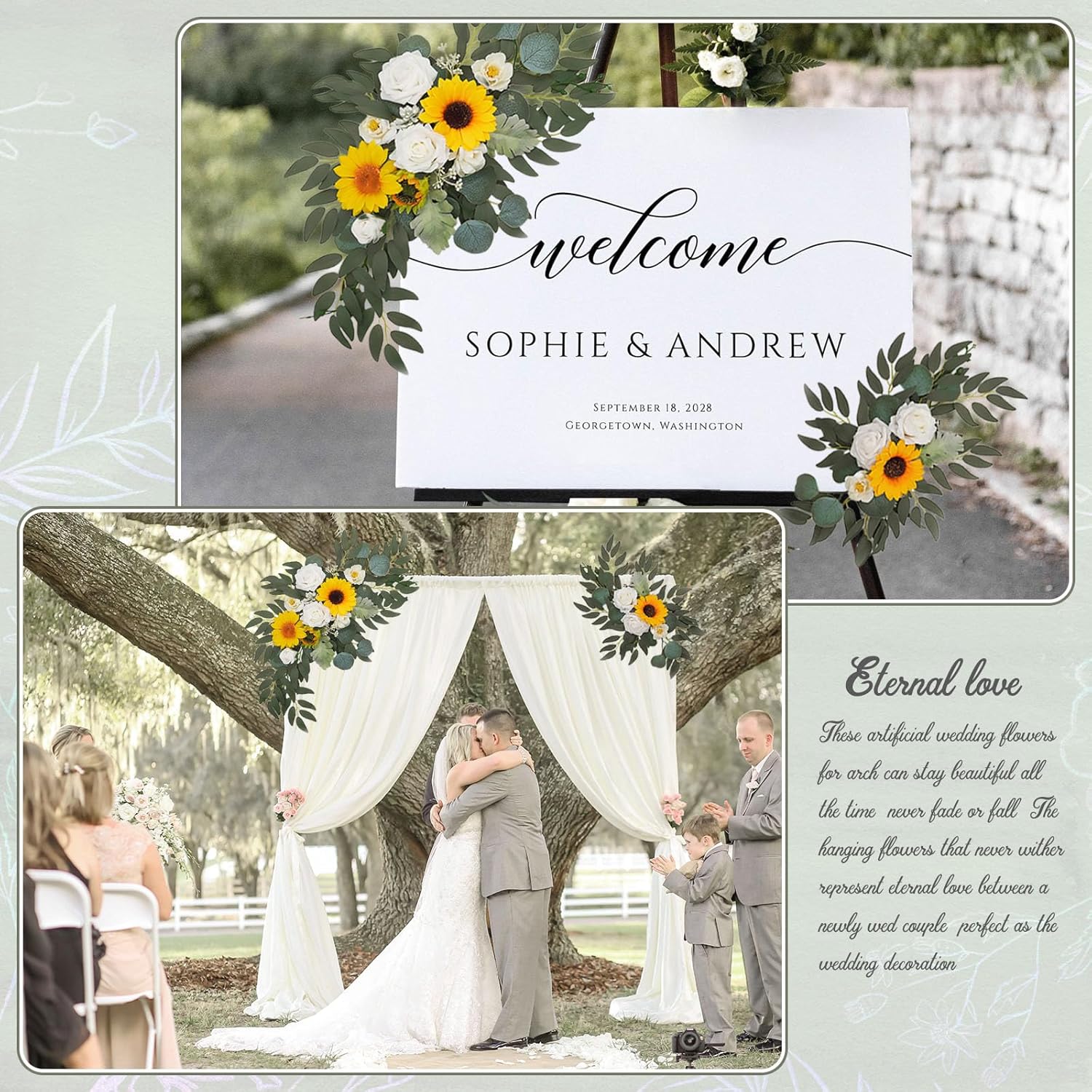 Faux Flower Swag Set of 2 for Wedding Welcome Signs
