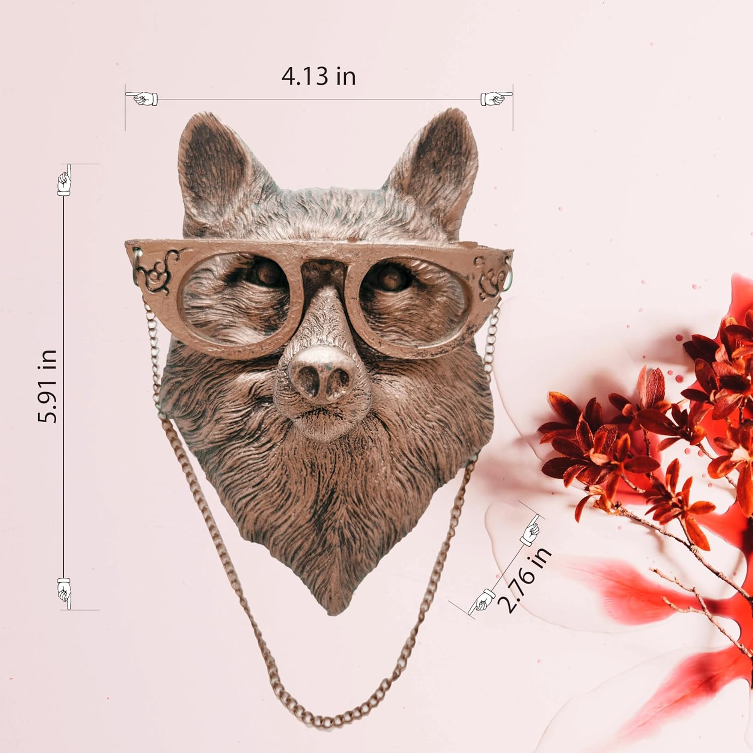 Artocery Resin Animal Heads Wall Decor - 59 Inch Copper Finish