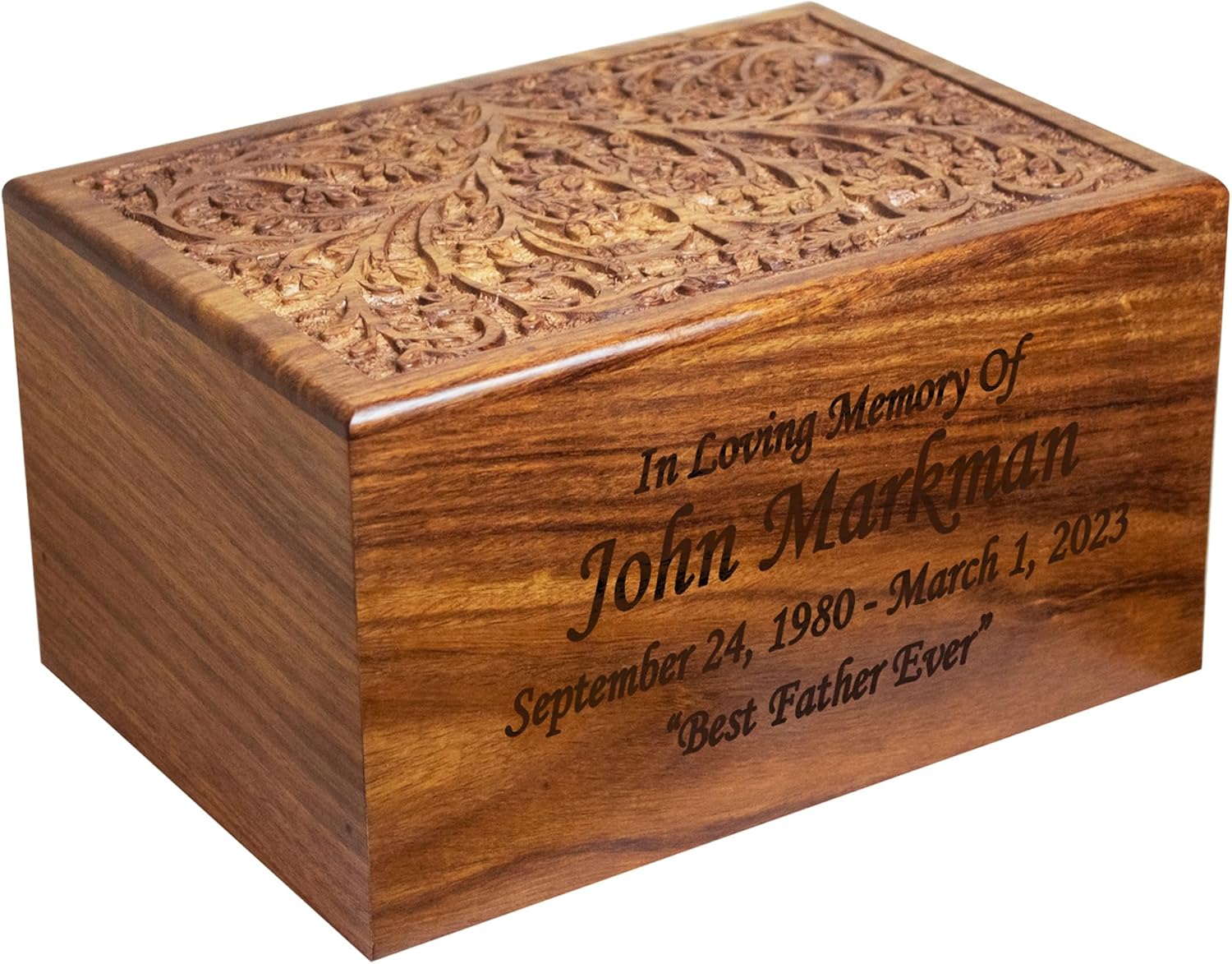 Elegant Adult Wooden Cremation Urn with Personalized Engraving