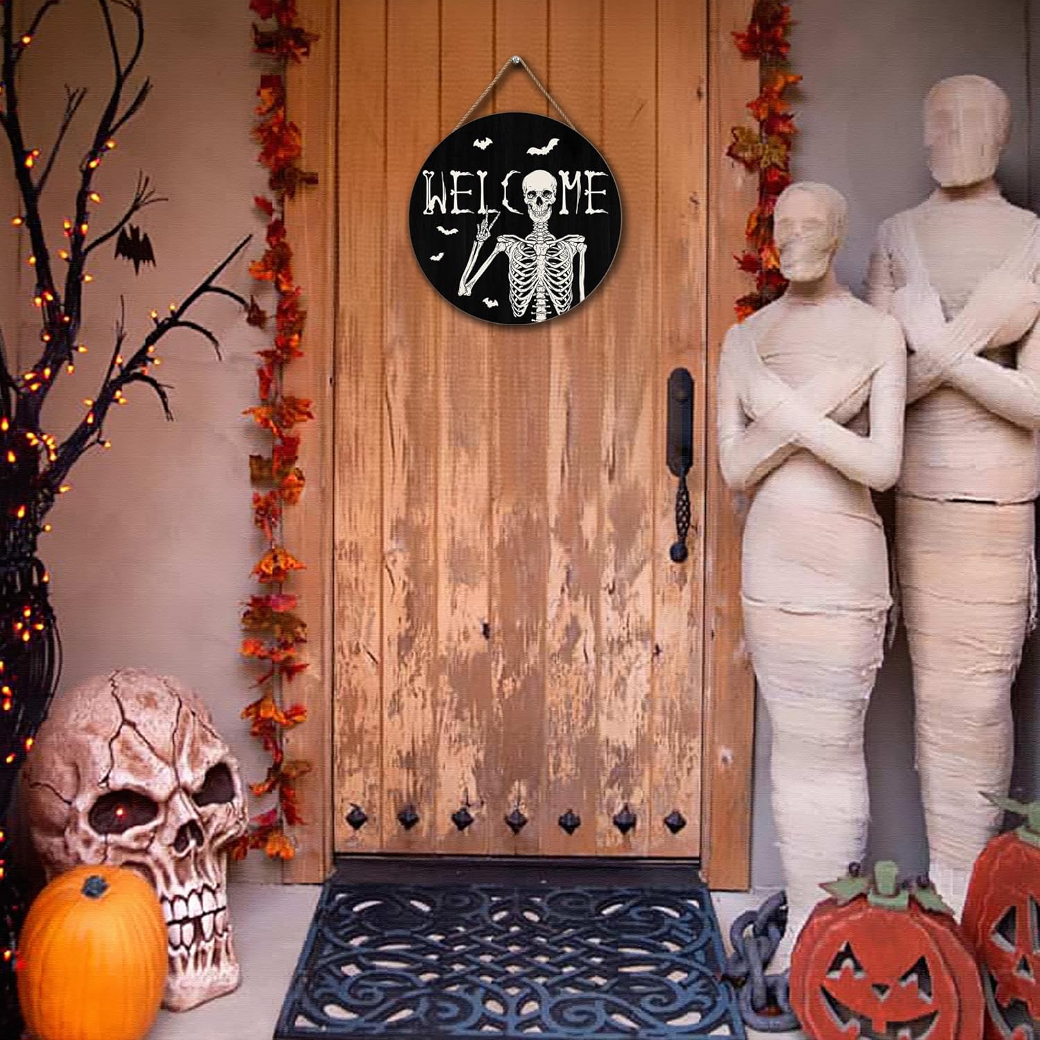 Halloween Skull Welcome Door Sign Decor