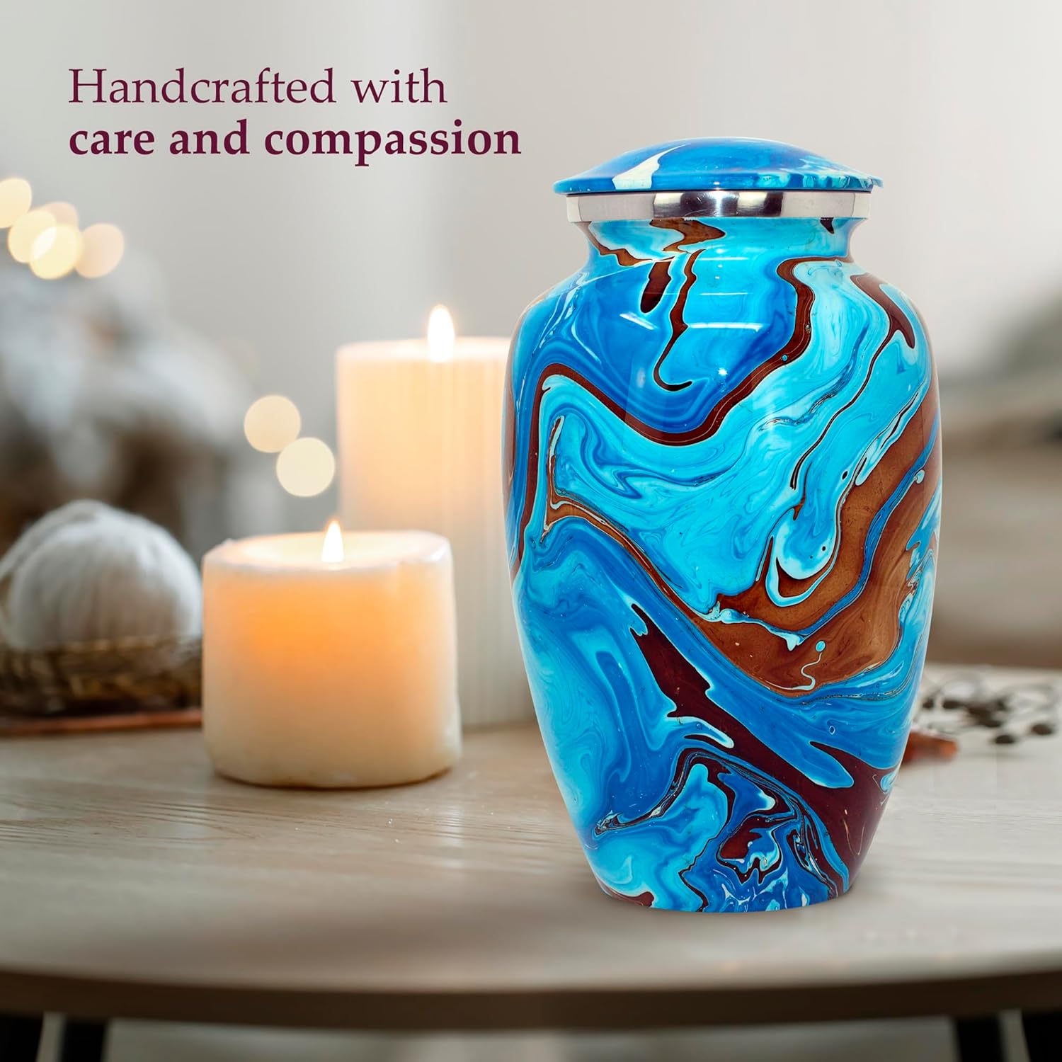 Trupoint Memorials Cremation Urns for Human Ashes Large Blue