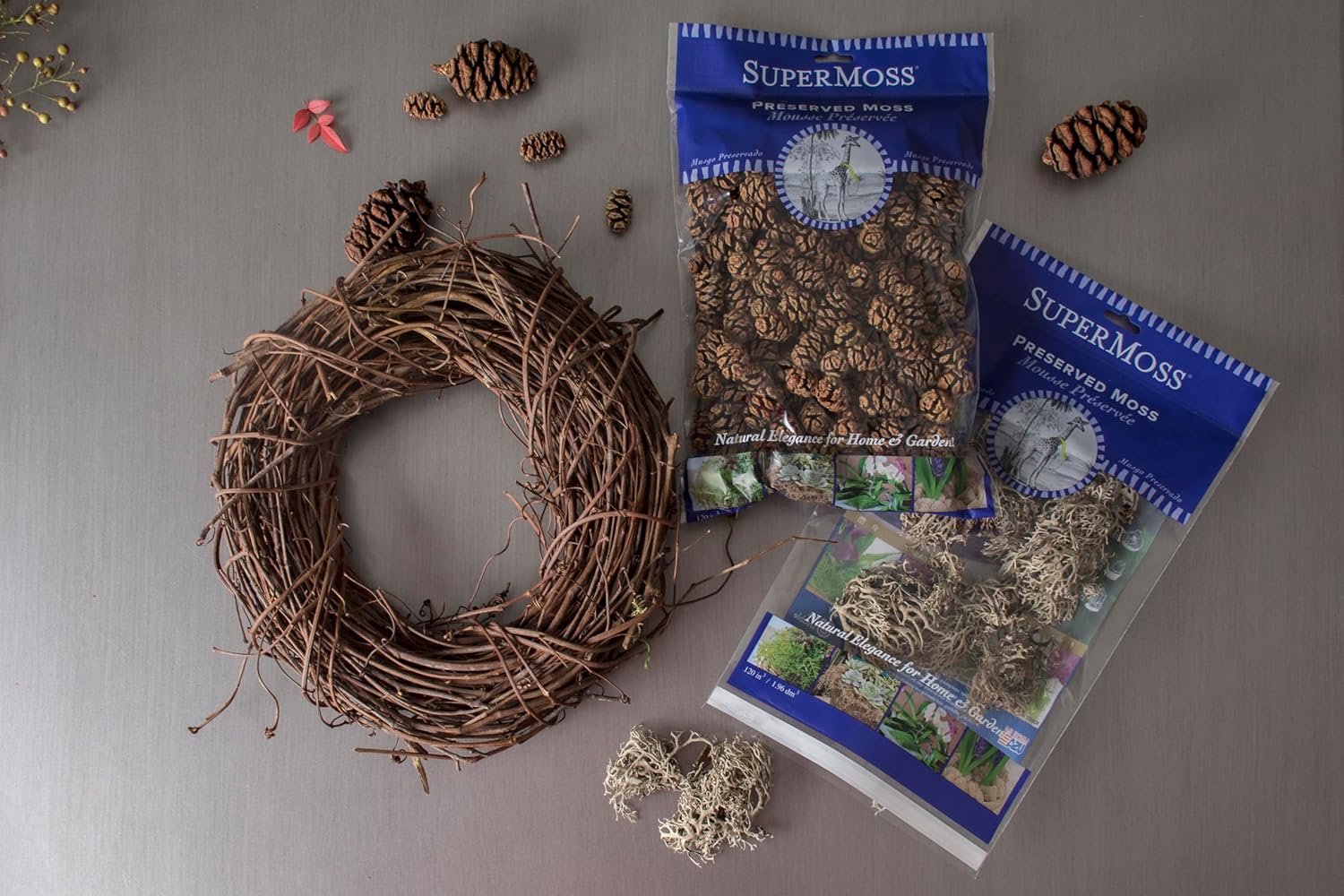 SuperMoss Natural Grapevine Wreath - 12 Inch Rustic Door Decor