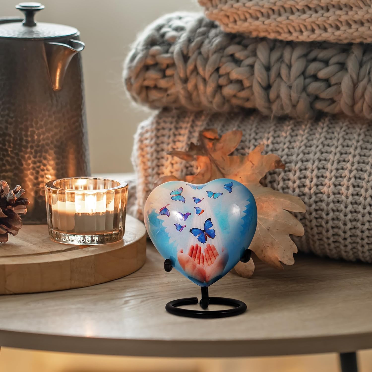 Heart Shaped Butterfly Urn for Human Ashes - Elegant and Durable