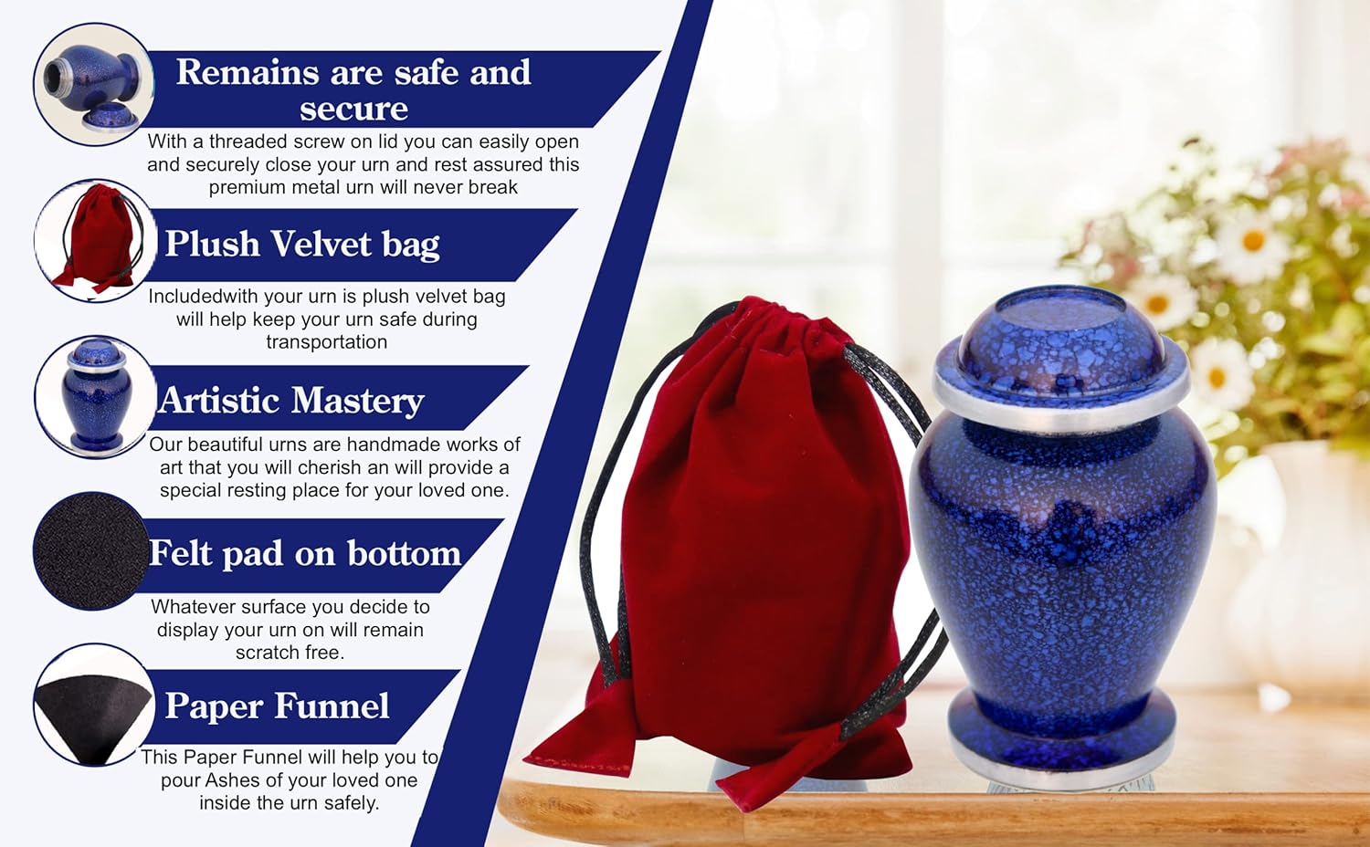 Marble Blue Small Urns for Cremation Ashes Set of 4