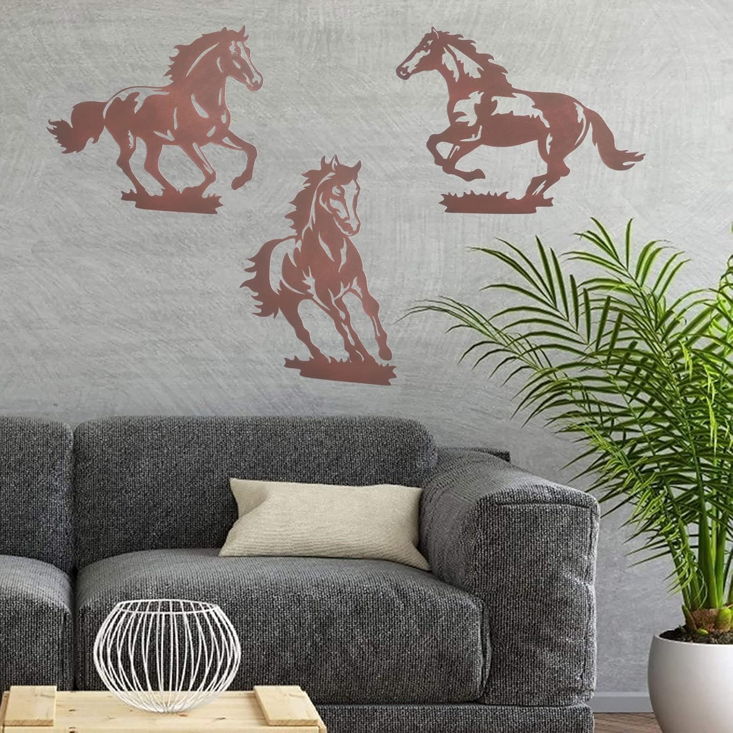 Rustic Metal Horse Wall Art Decor 3 Pack