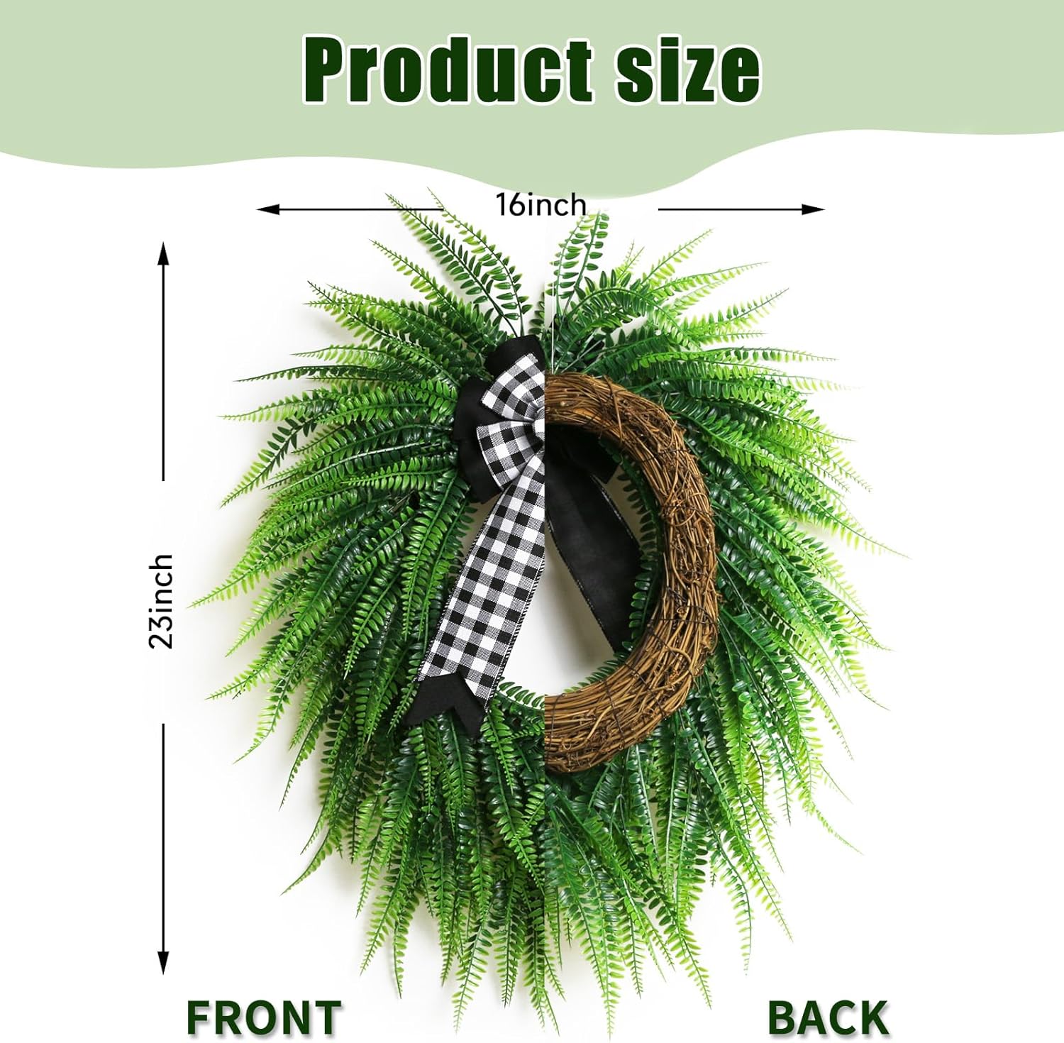 All-Season Boston Fern Wreath for Front Door