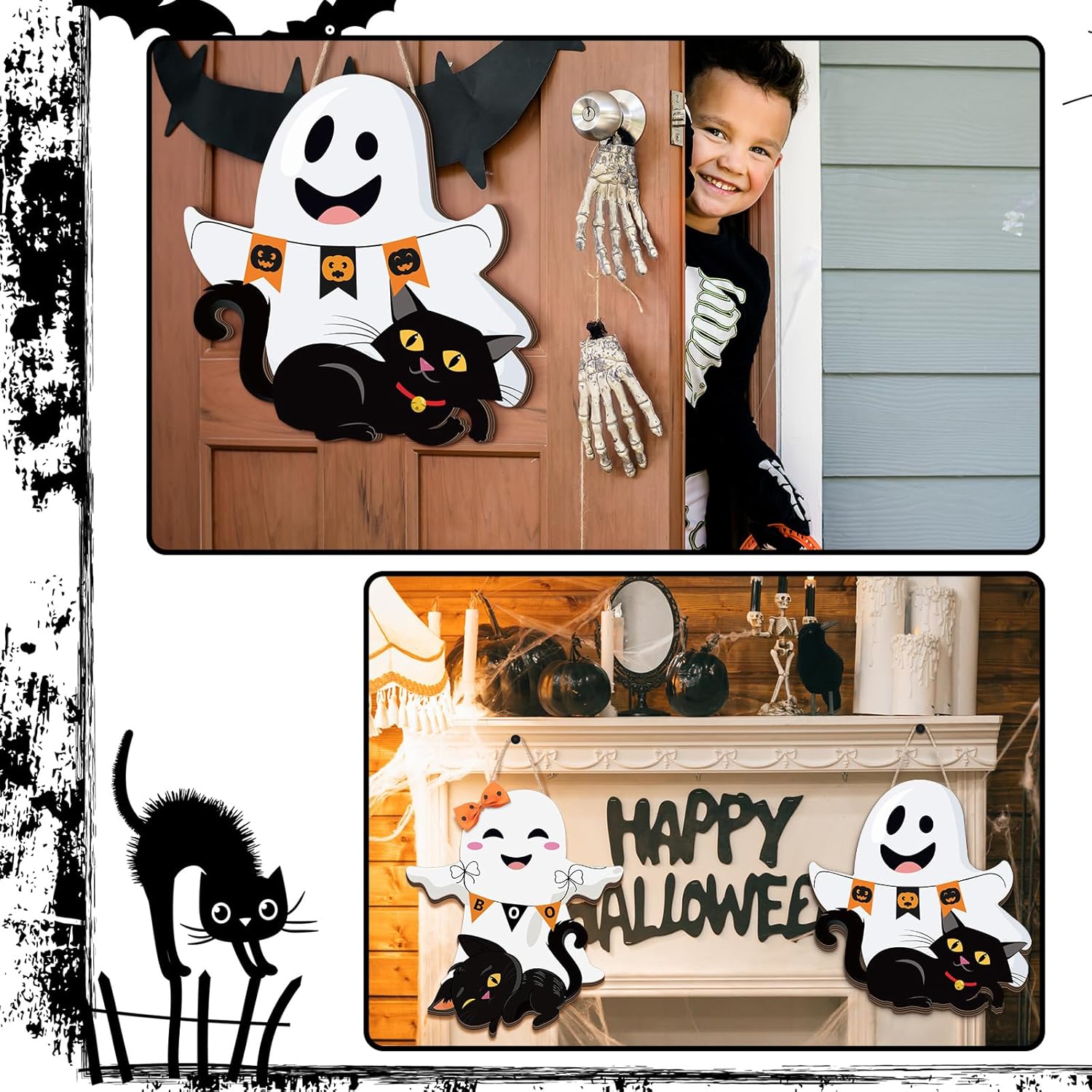 Leinuosen Halloween Ghost Witch Door Sign Decorations