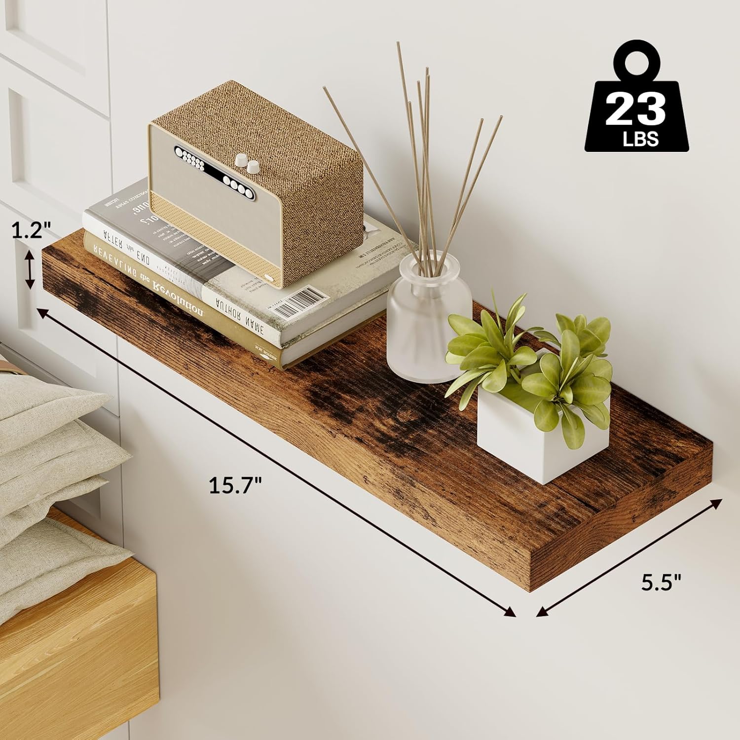 Fixwal 158 In Floating Shelves Set of 6 Rustic Brown