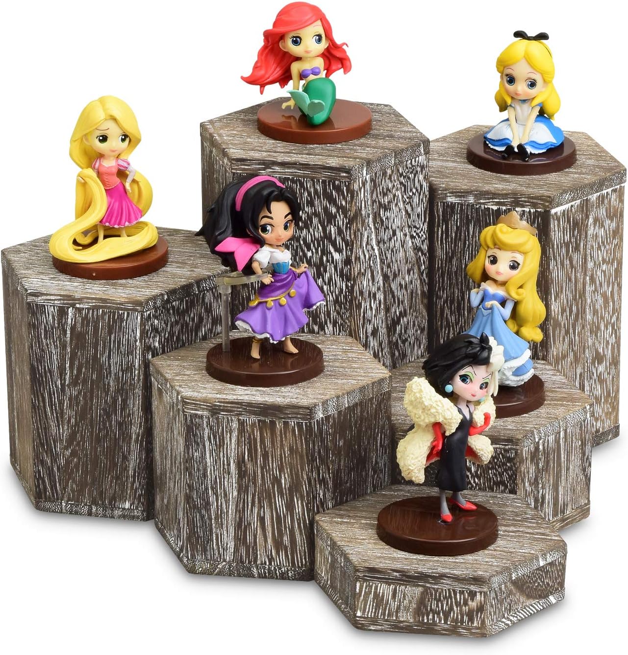 MOOCA 6-Piece Wooden Hexagon Risers Display Stand