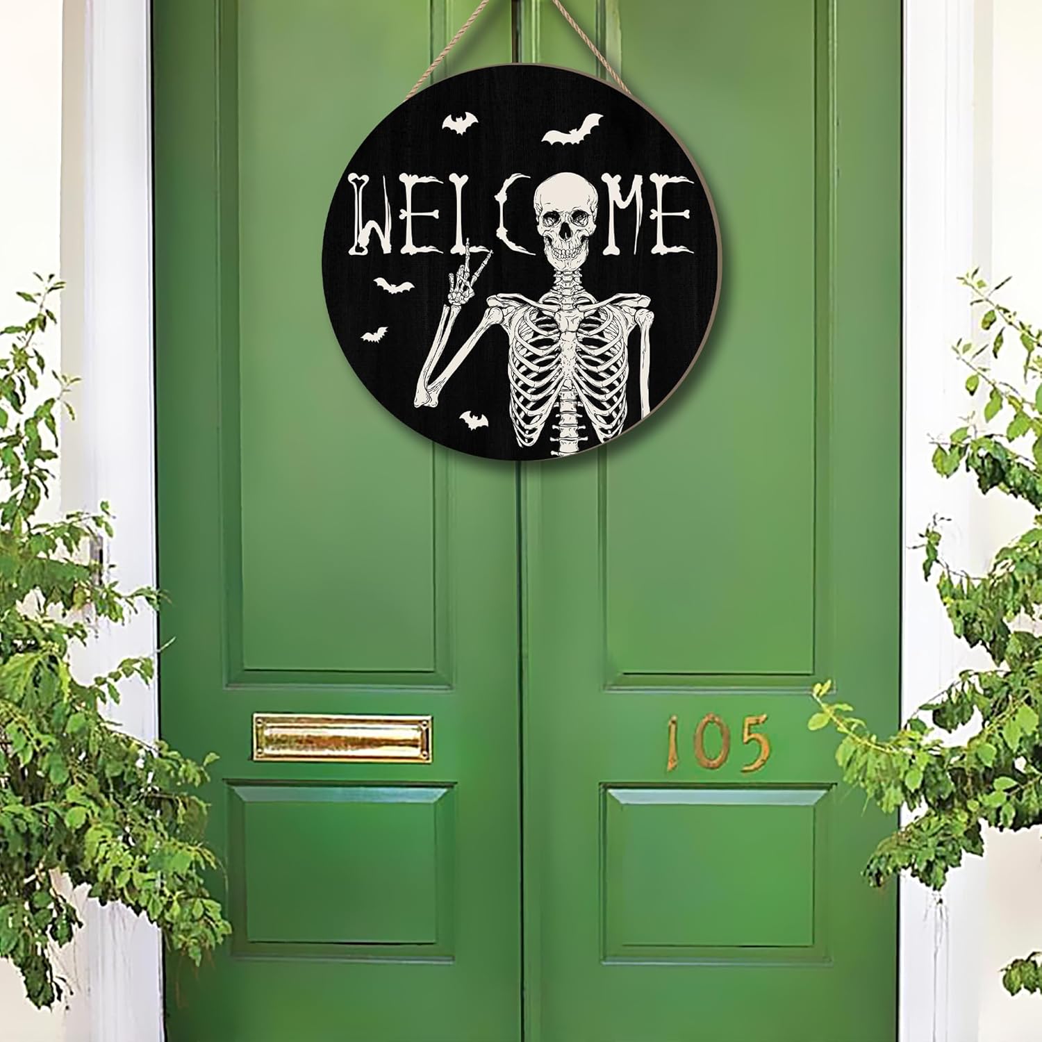 Halloween Skull Welcome Door Sign Decor